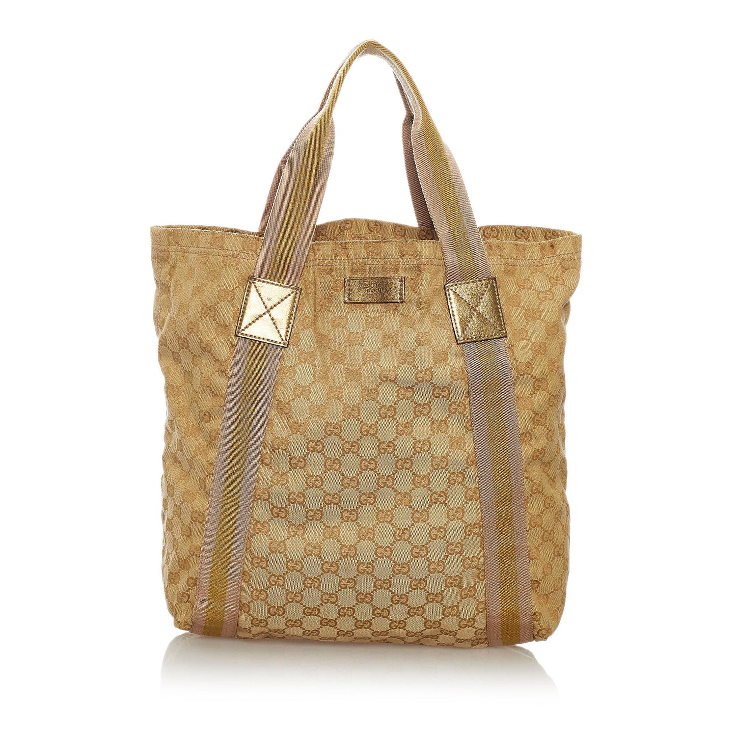 Gucci GG Web SHG Canvas Brown Tote Bag 6