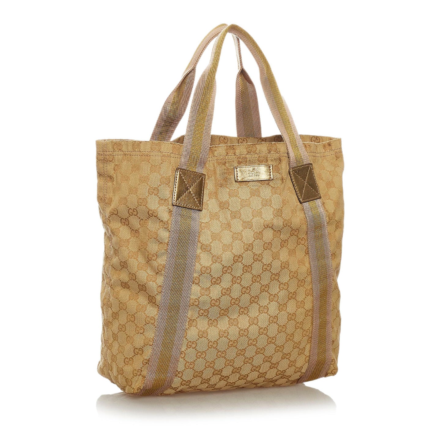 Gucci GG Web SHG Canvas Brown Tote Bag 6