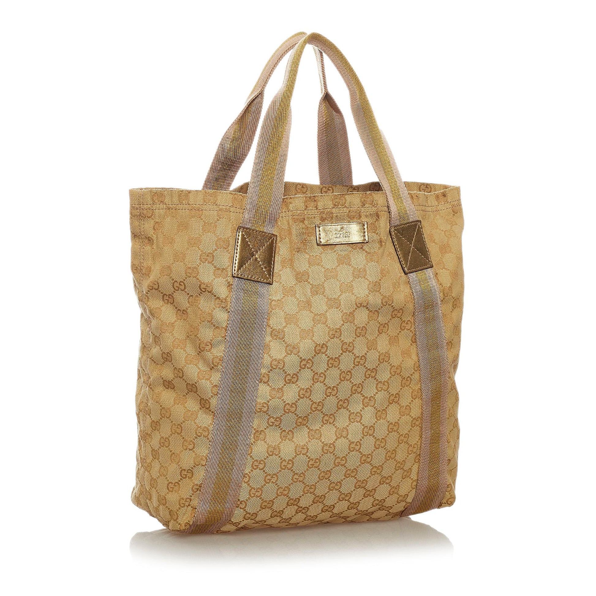 Gucci GG Web SHG Canvas Brown Tote Bag 6