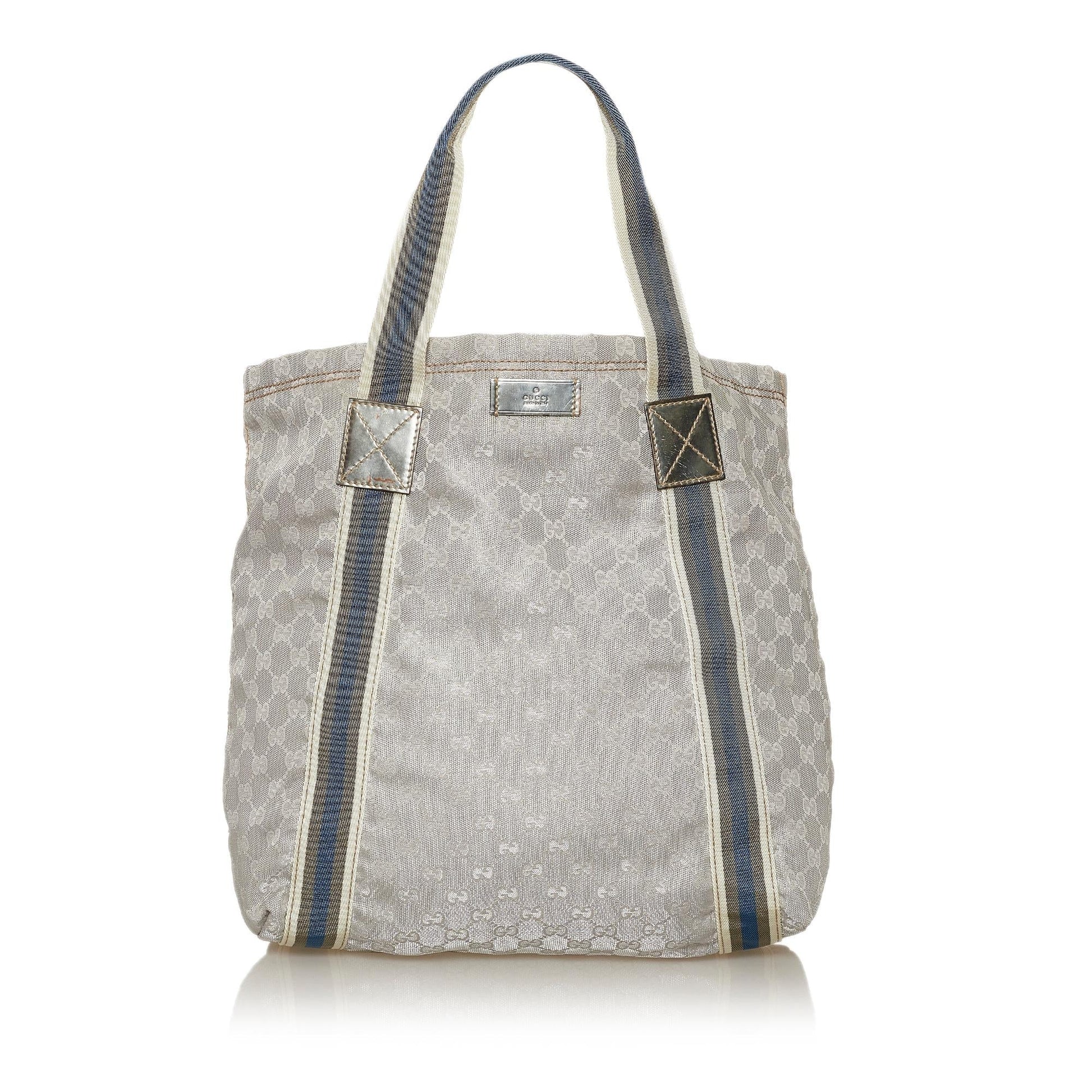 Gucci GG Web SHG Canvas Grey Tote Bag Bag Shg