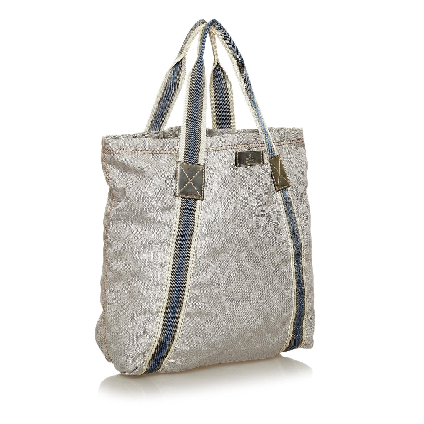 Gucci GG Web SHG Canvas Grey Tote Bag Bag Shg