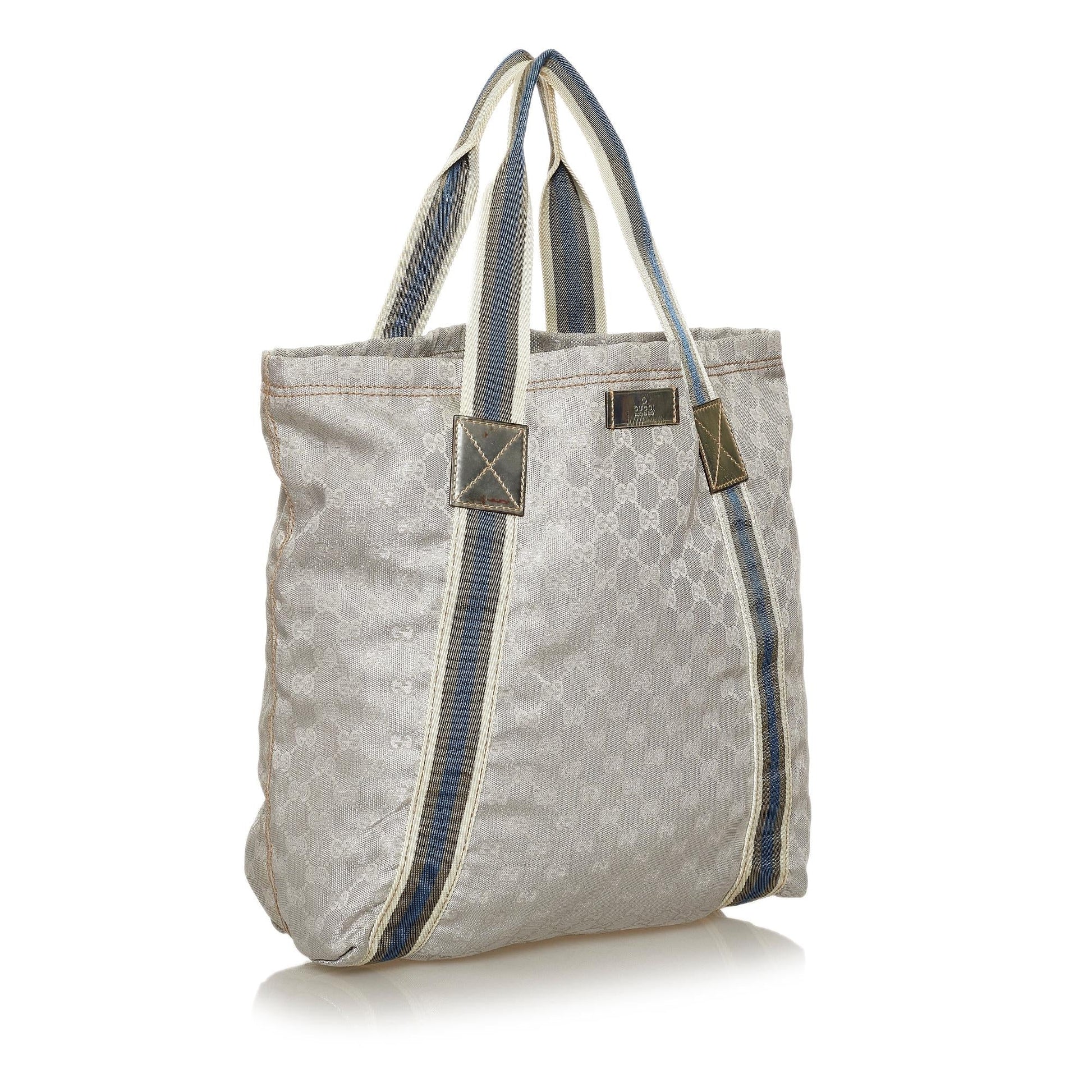 Gucci GG Web SHG Canvas Grey Tote Bag Bag Shg