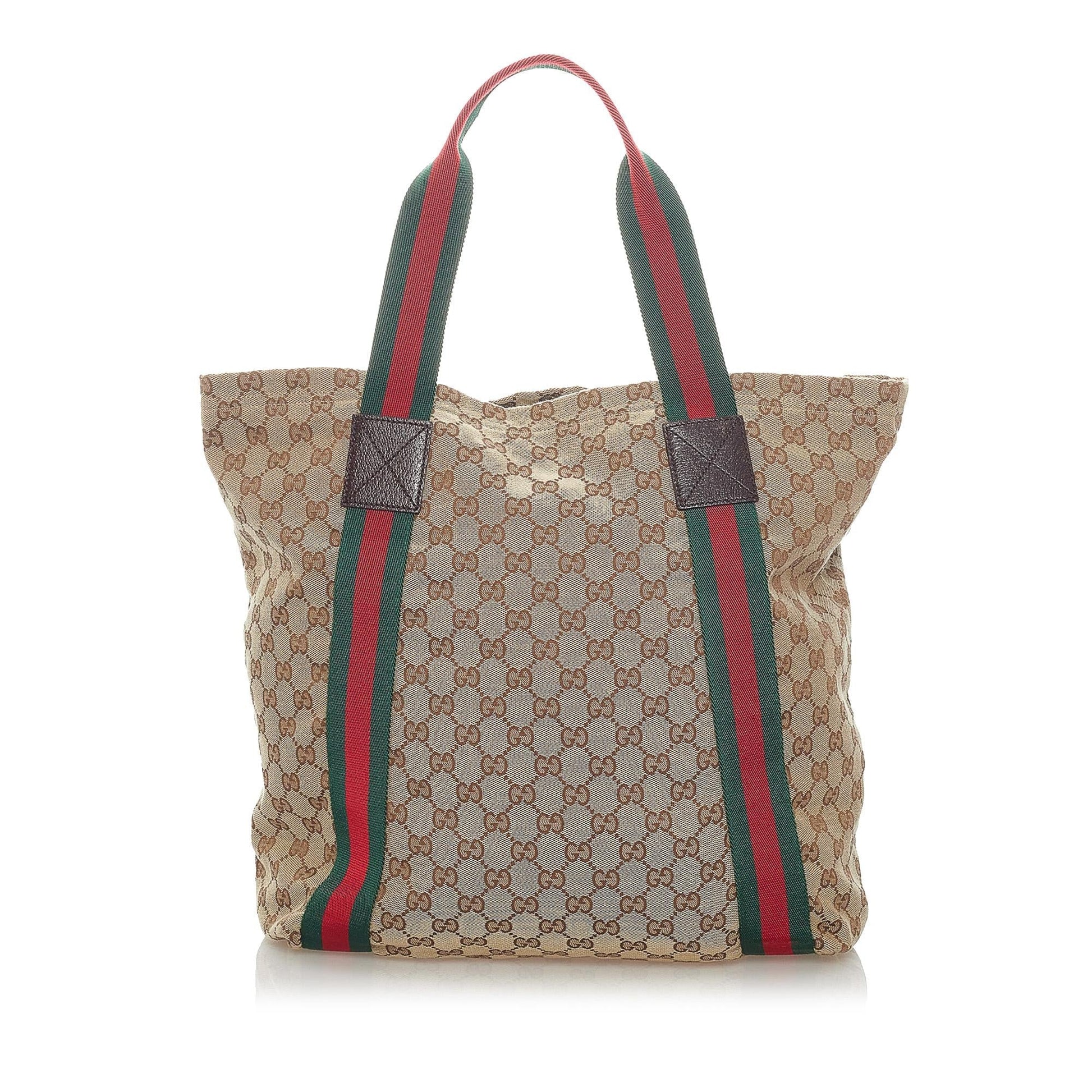 Gucci GG Web SHG Canvas Brown Tote Bag