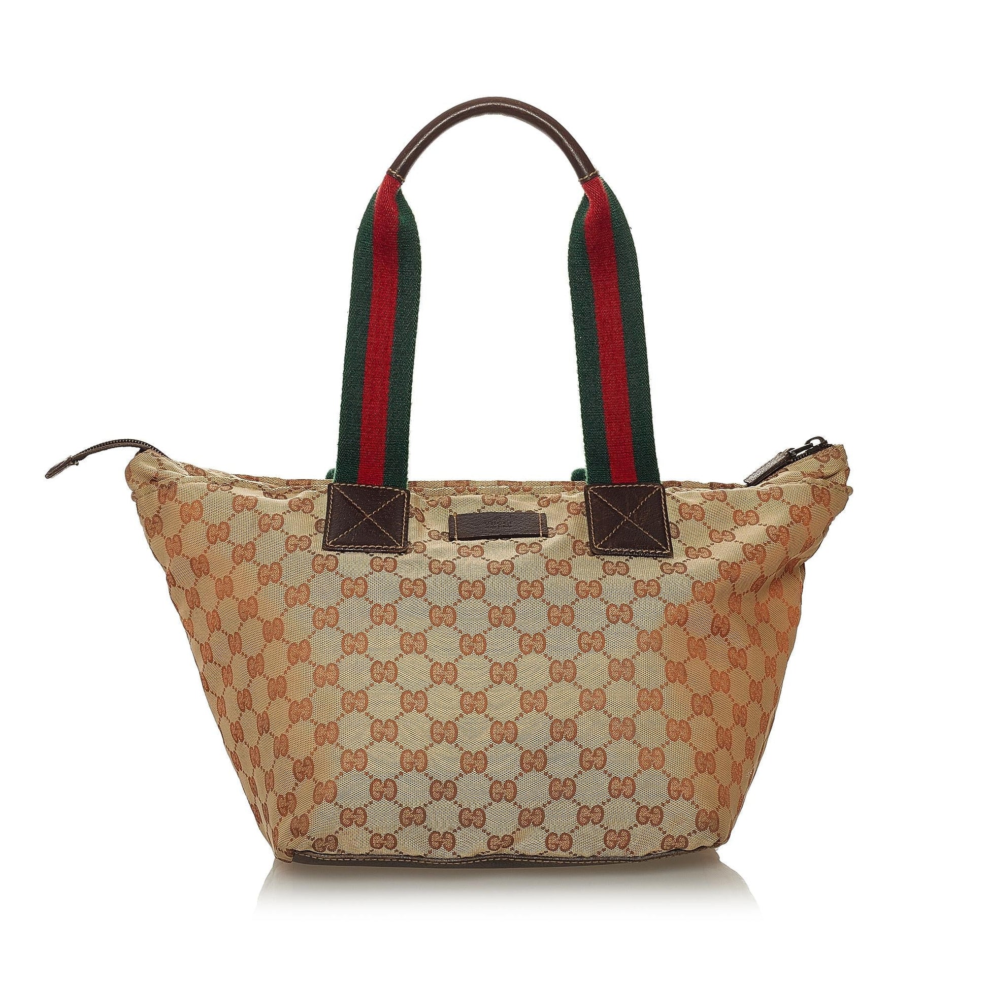 Gucci GG Web SHG Canvas Brown Tote Bag Bag Shg