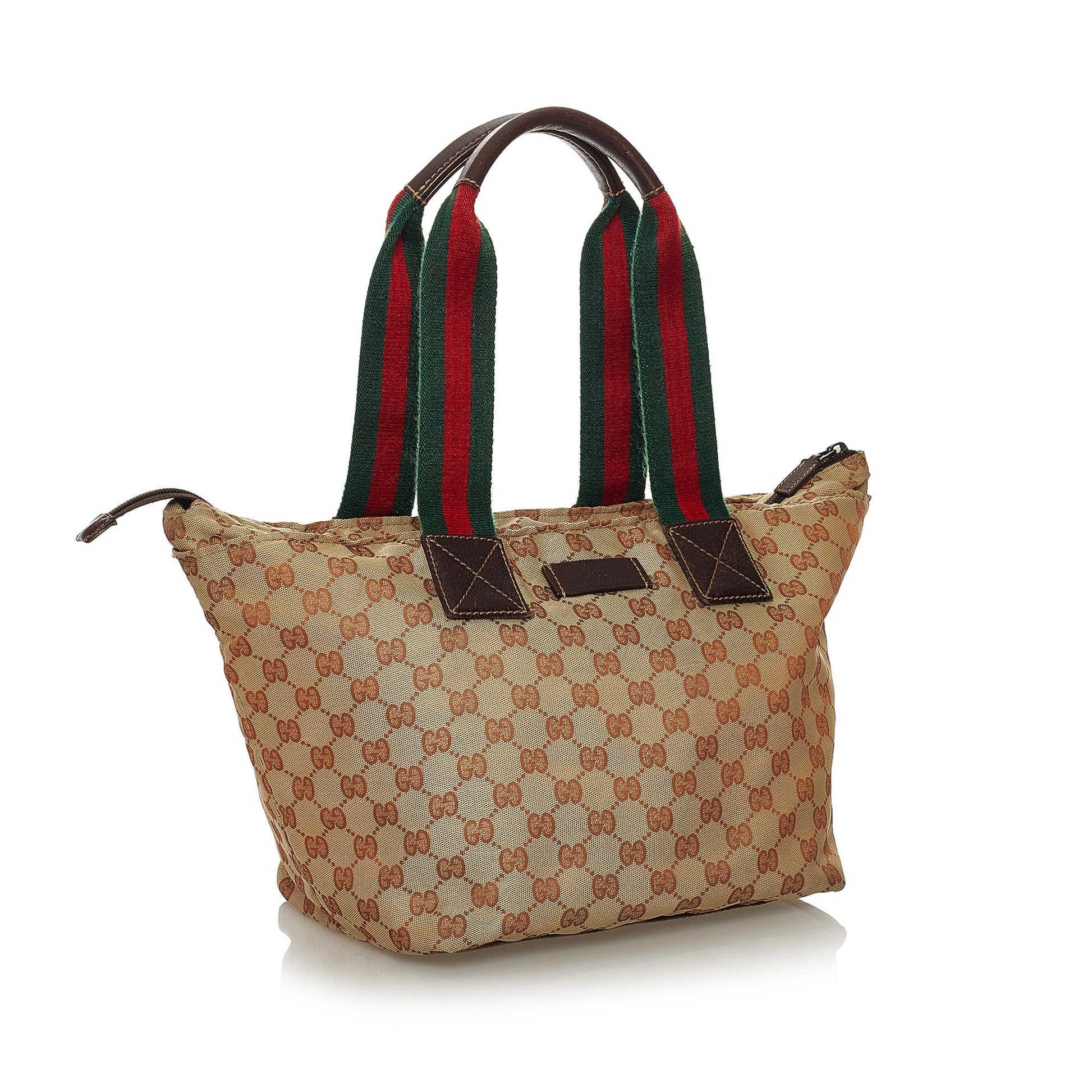 Gucci GG Web SHG Canvas Brown Tote Bag Bag Shg
