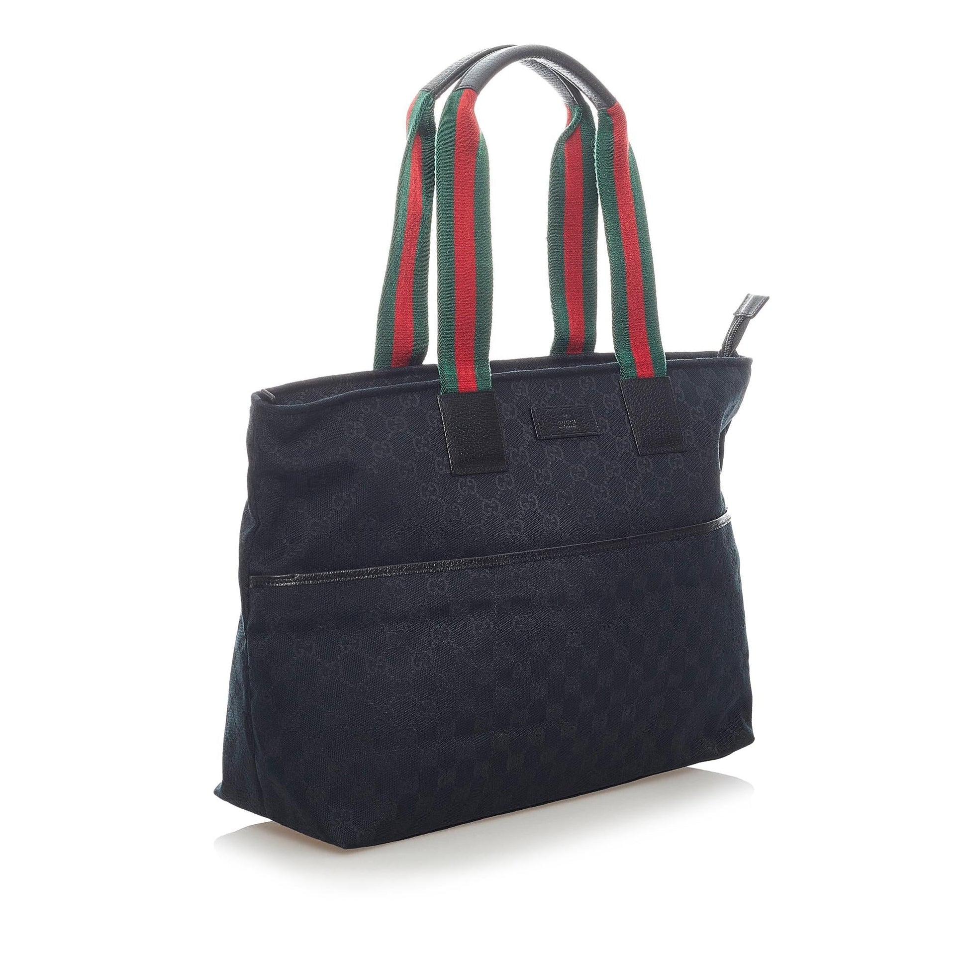 Gucci GG Web SHG Canvas Black Tote Bag Bag Shg