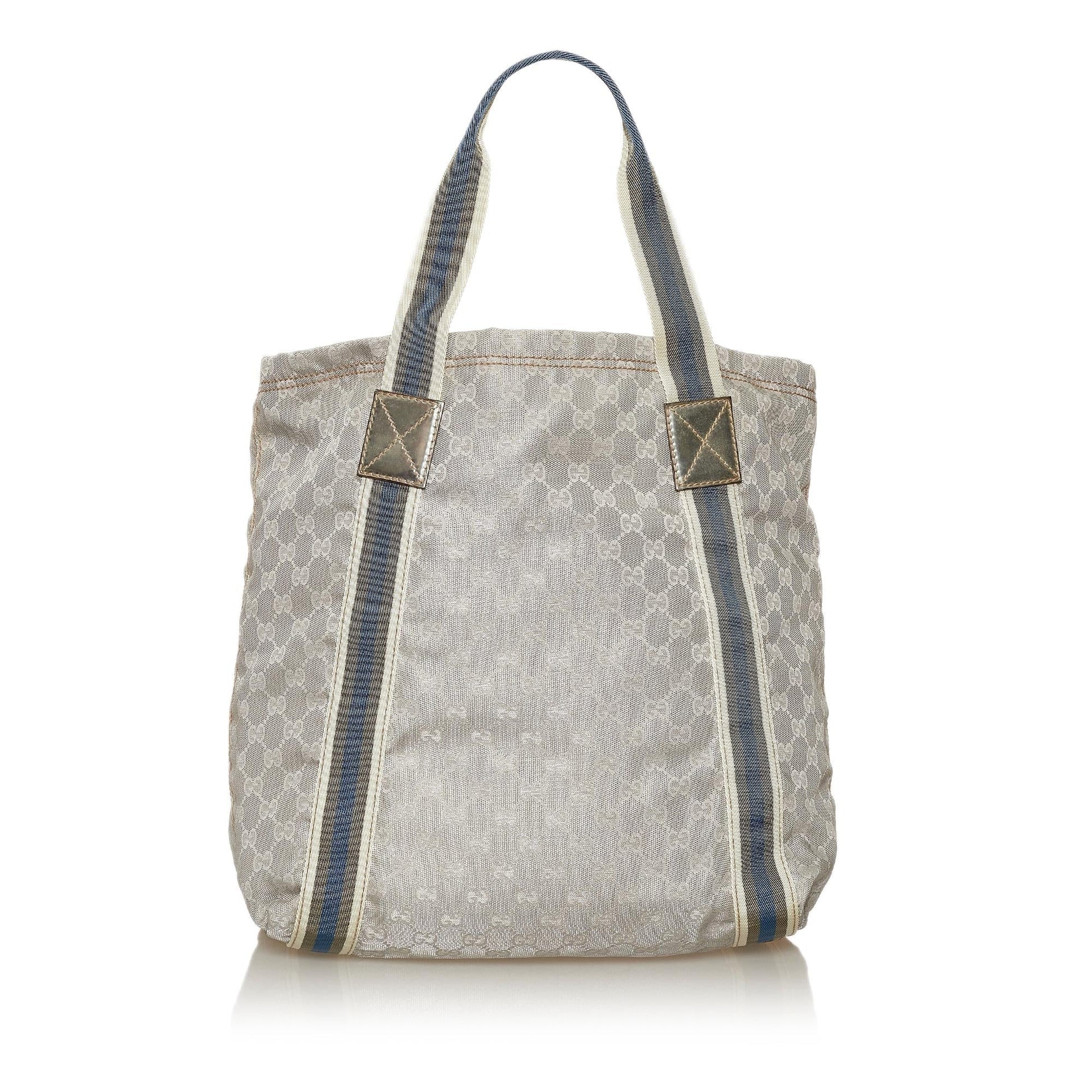 Gucci GG Web SHG Canvas Grey Tote Bag