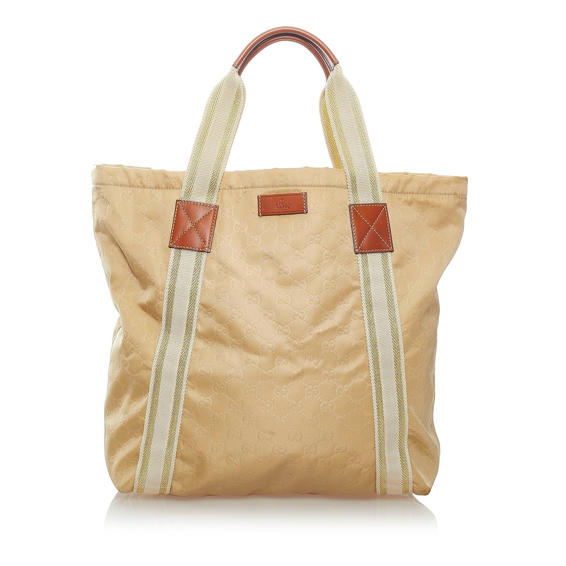 Gucci GG Web SHG-xK4BGg Canvas Brown Tote Bag