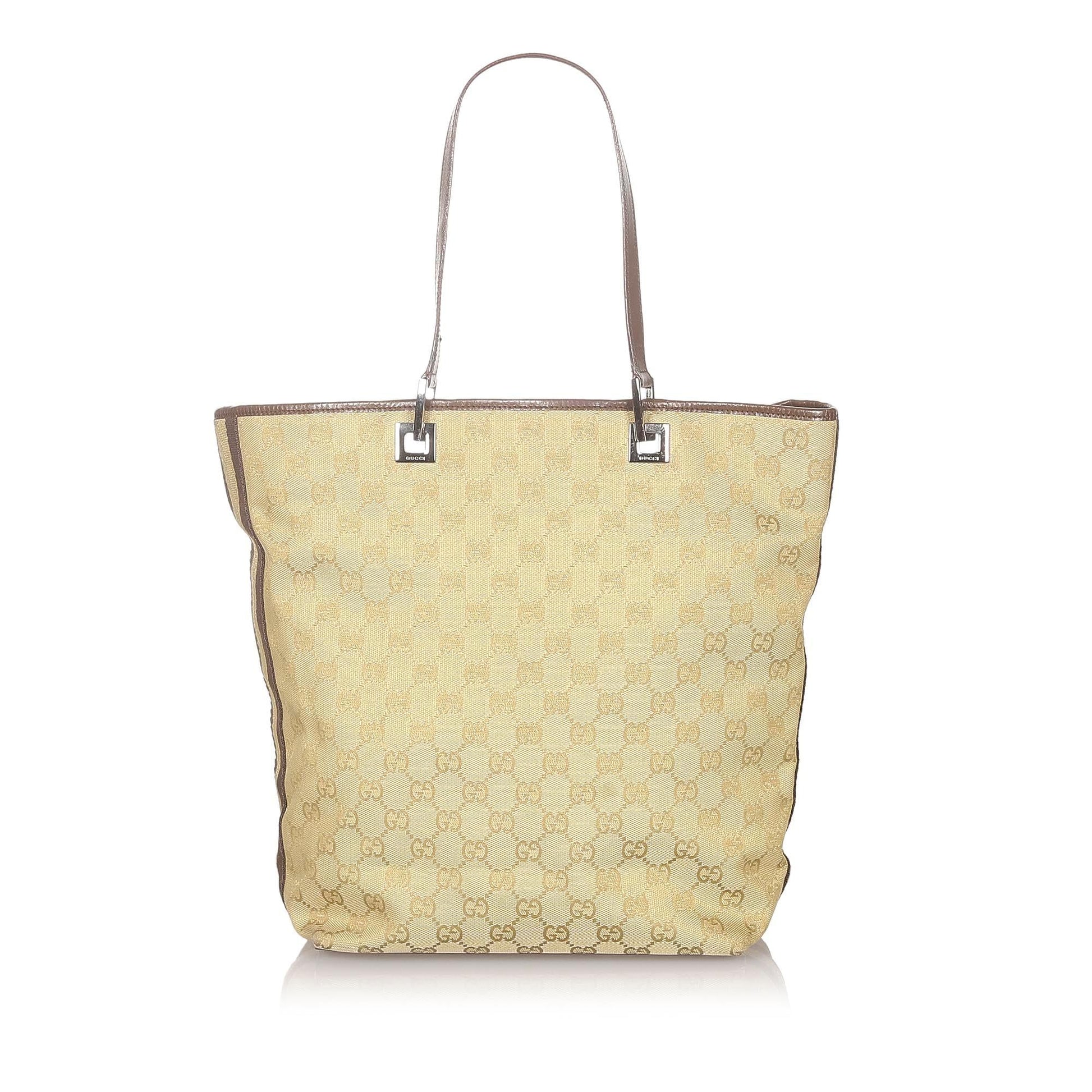 Gucci GG Web SHG-Rqzn4l Canvas Brown Tote Bag