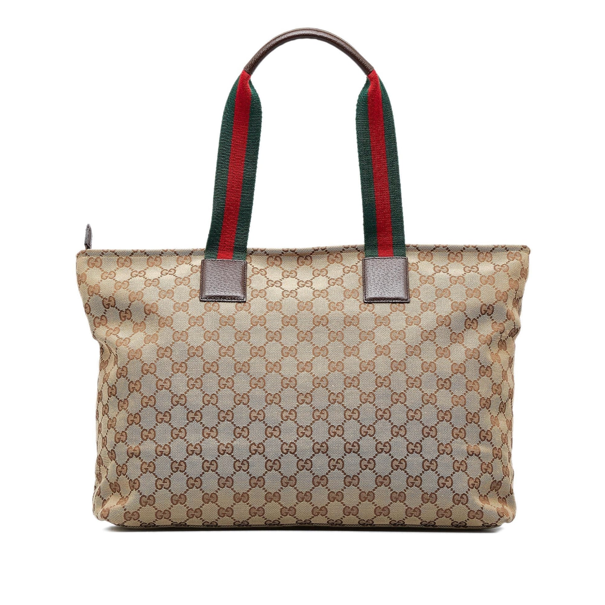 Gucci GG Web SHG-n1Z3tx Canvas Brown Tote Bag