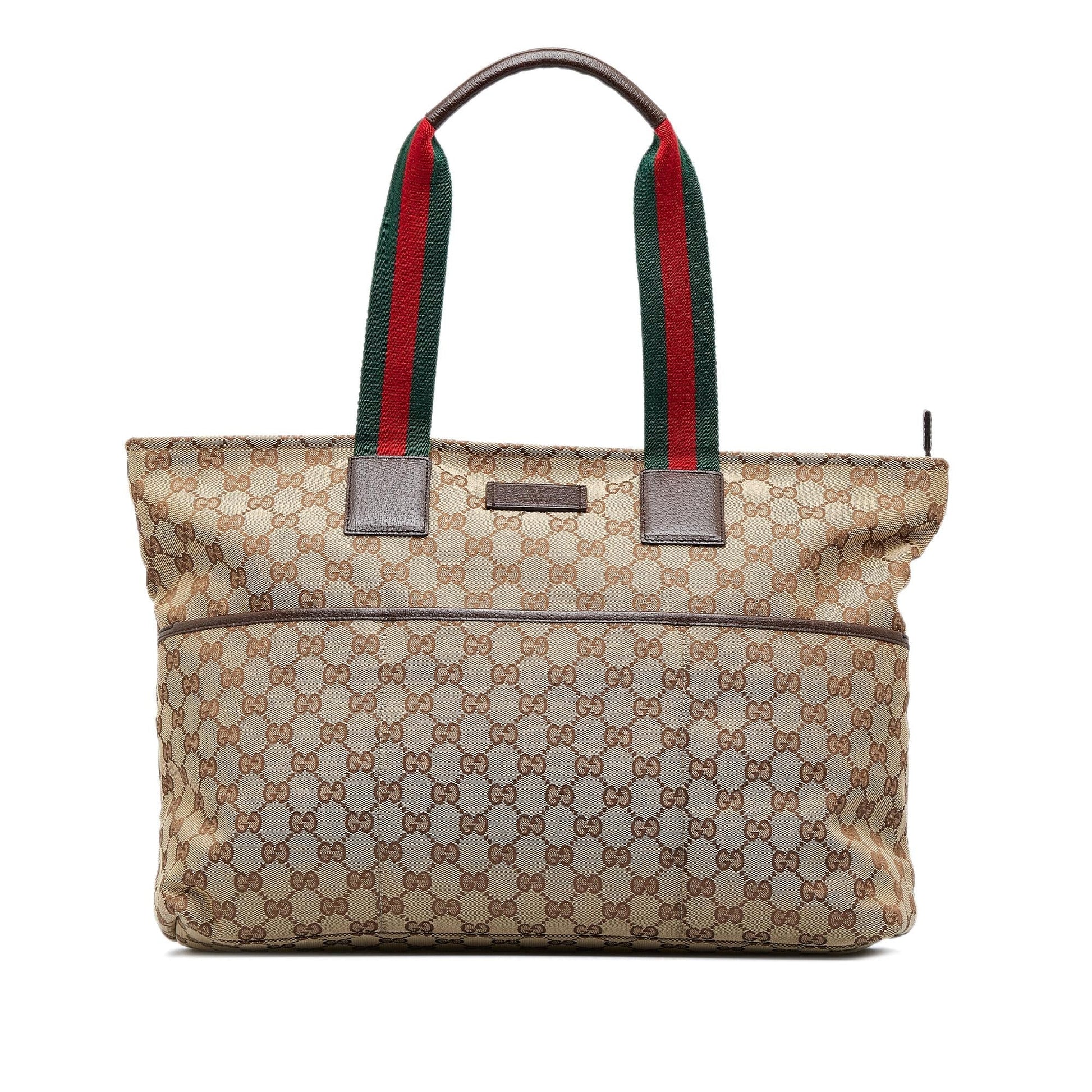 Gucci GG Web SHG-n1Z3tx Canvas Brown Tote Bag