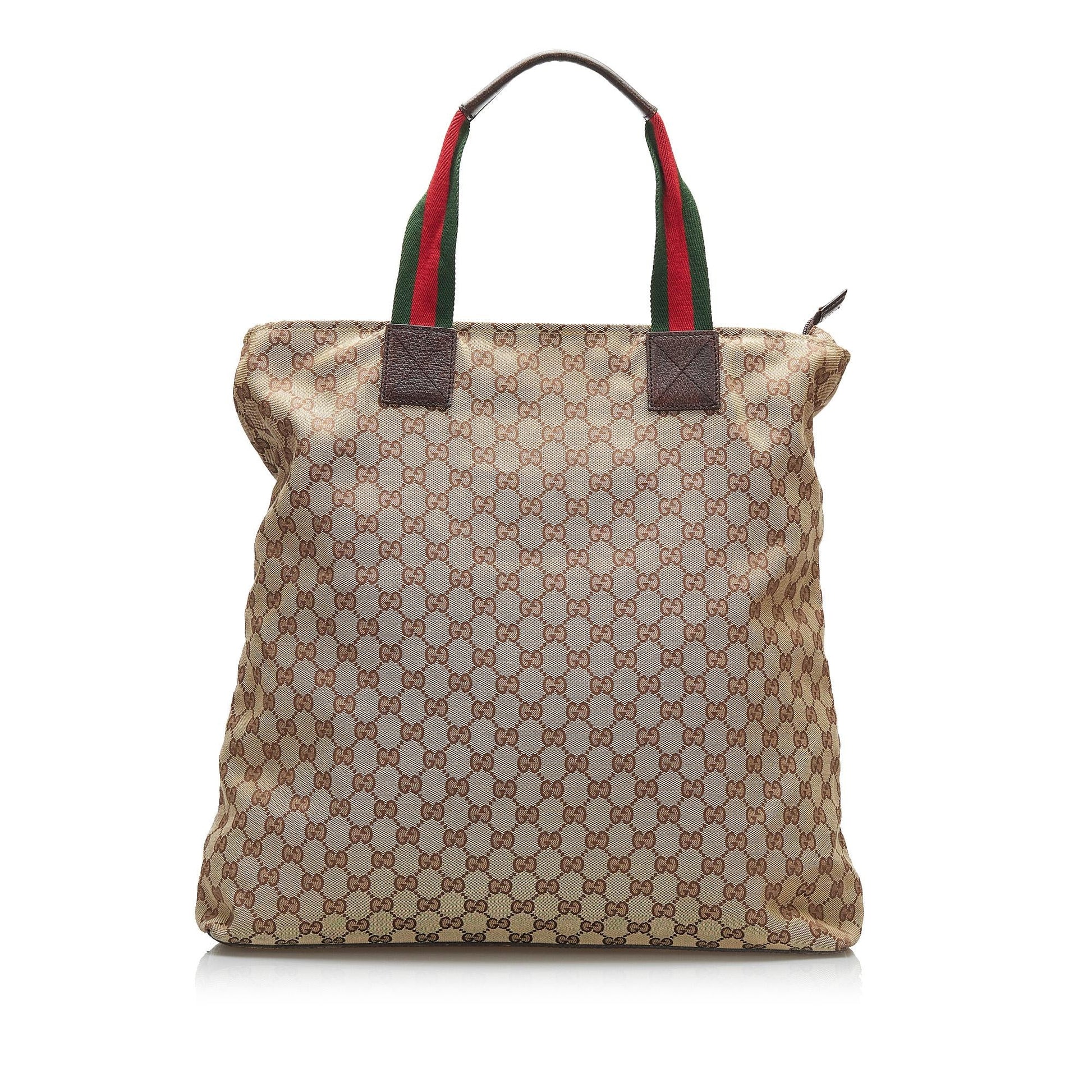 Gucci GG Web SHG-sVMmFu Canvas Brown Tote Bag