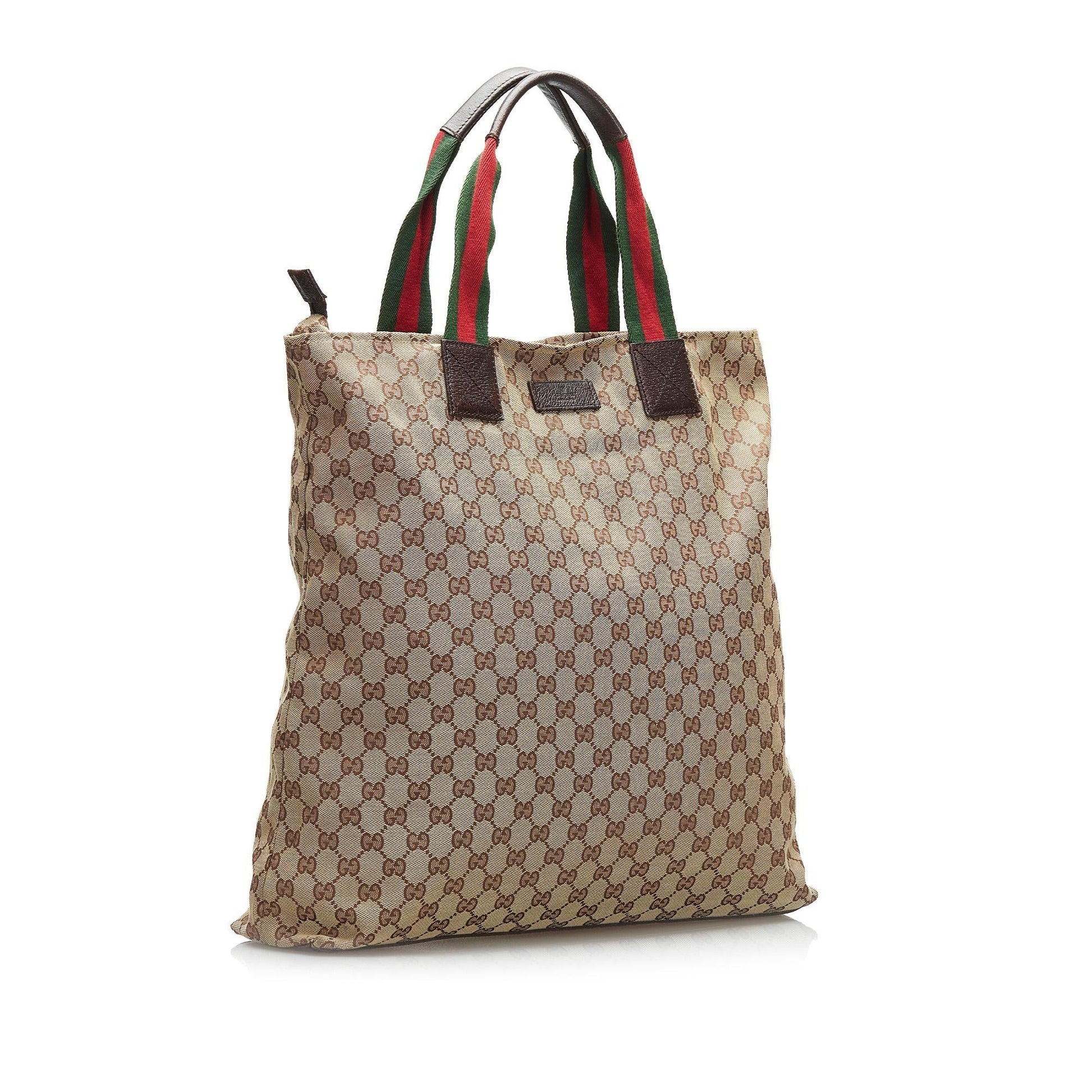 Gucci GG Web SHG-sVMmFu Canvas Brown Tote Bag