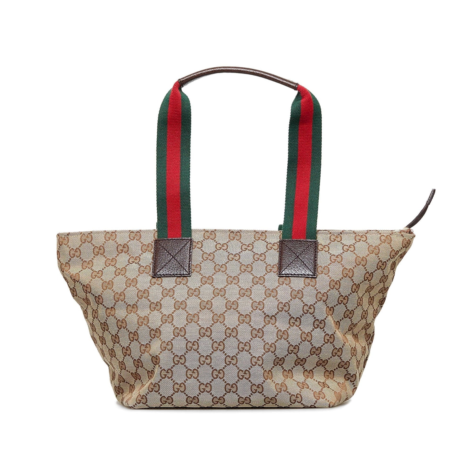 Gucci GG Web SHG-V3zgvm Canvas Brown Tote Bag