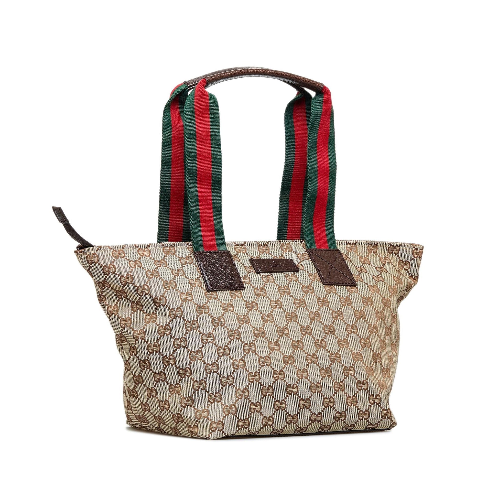 Gucci GG Web SHG-V3zgvm Canvas Brown Tote Bag