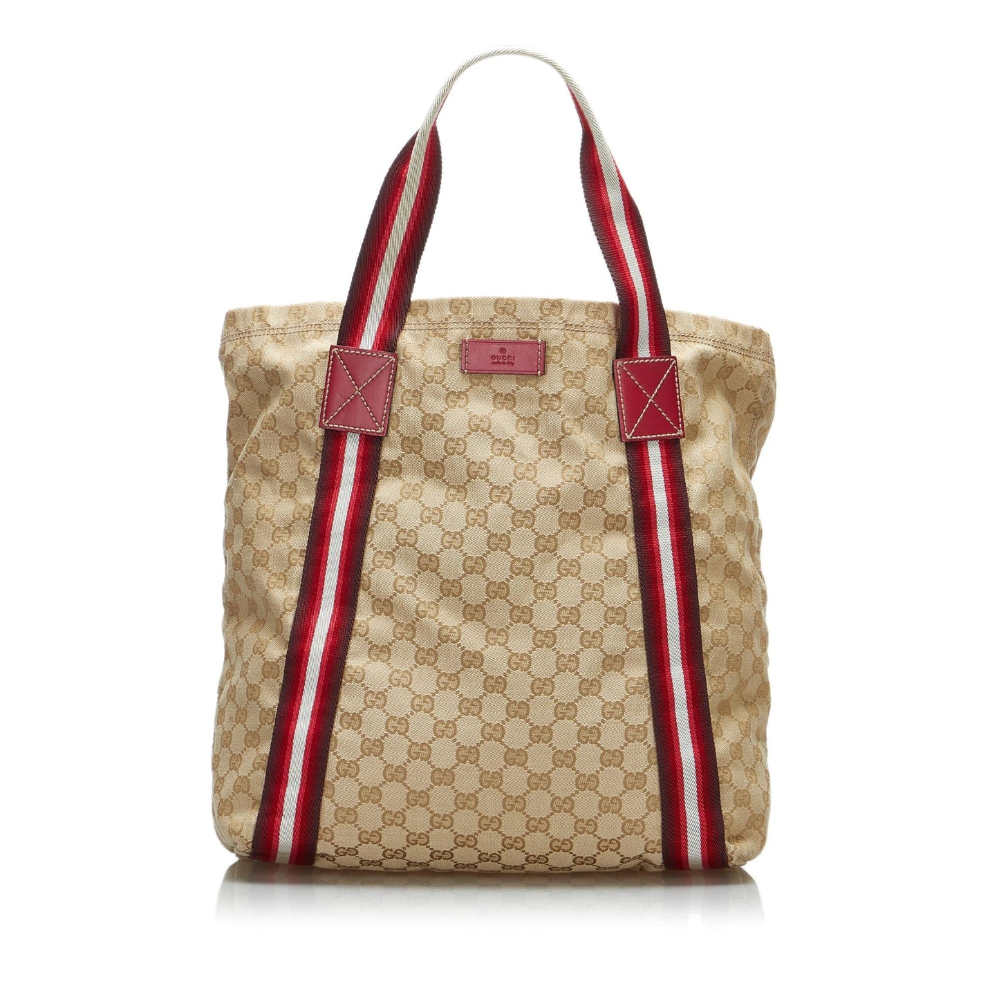 Gucci GG Web SHG-X8bRab Canvas Brown Tote Bag