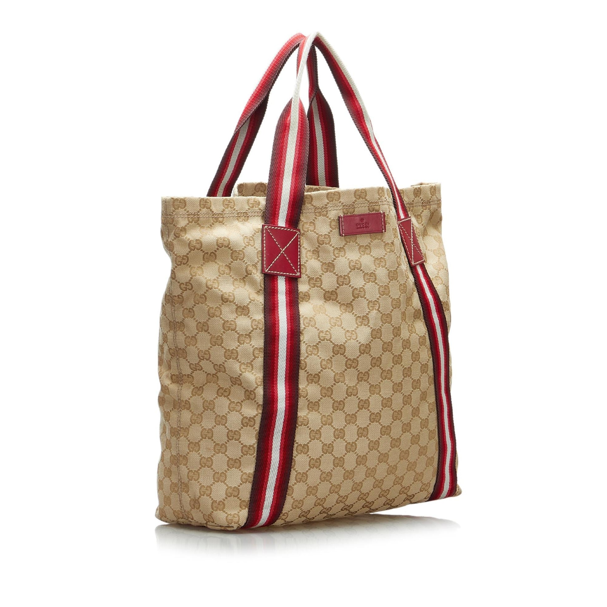 Gucci GG Web SHG-X8bRab Canvas Brown Tote Bag