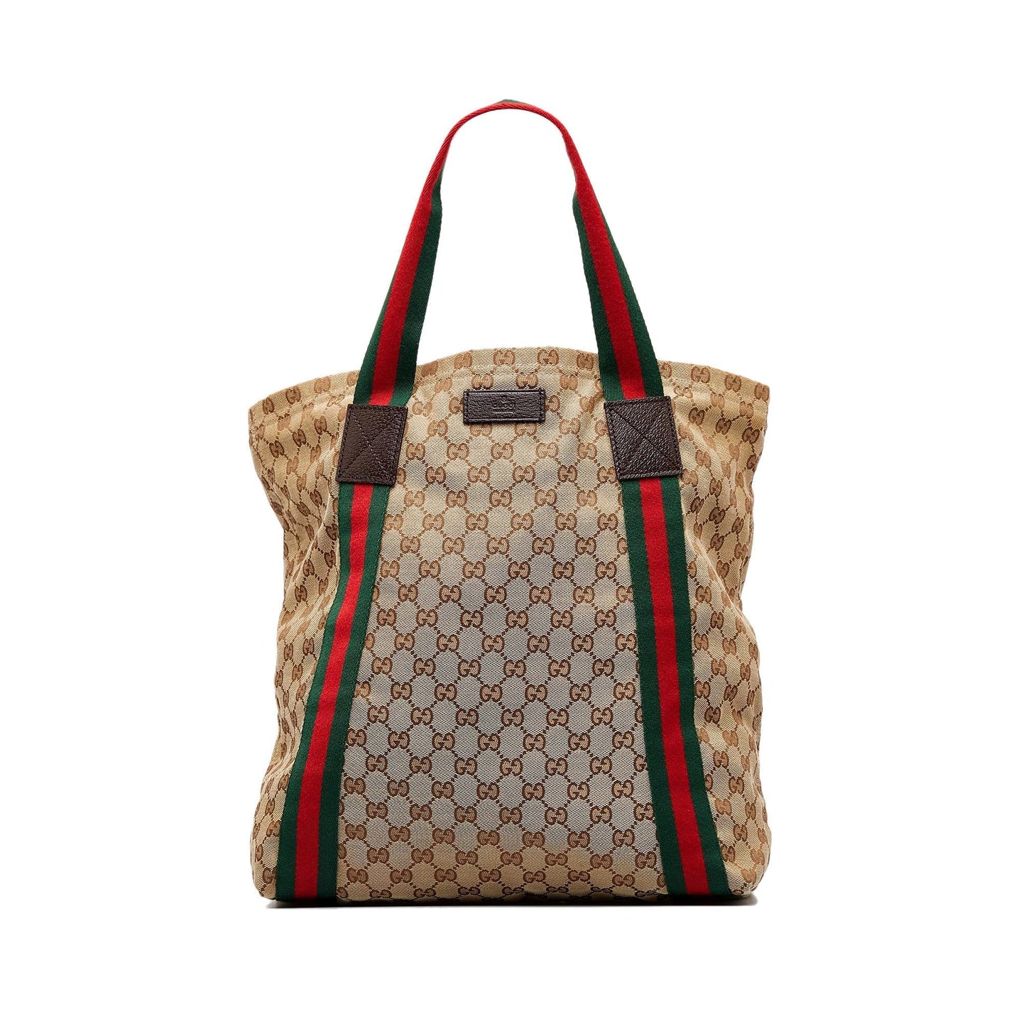 Gucci GG Web SHG-eVHpYS Canvas Brown Tote Bag
