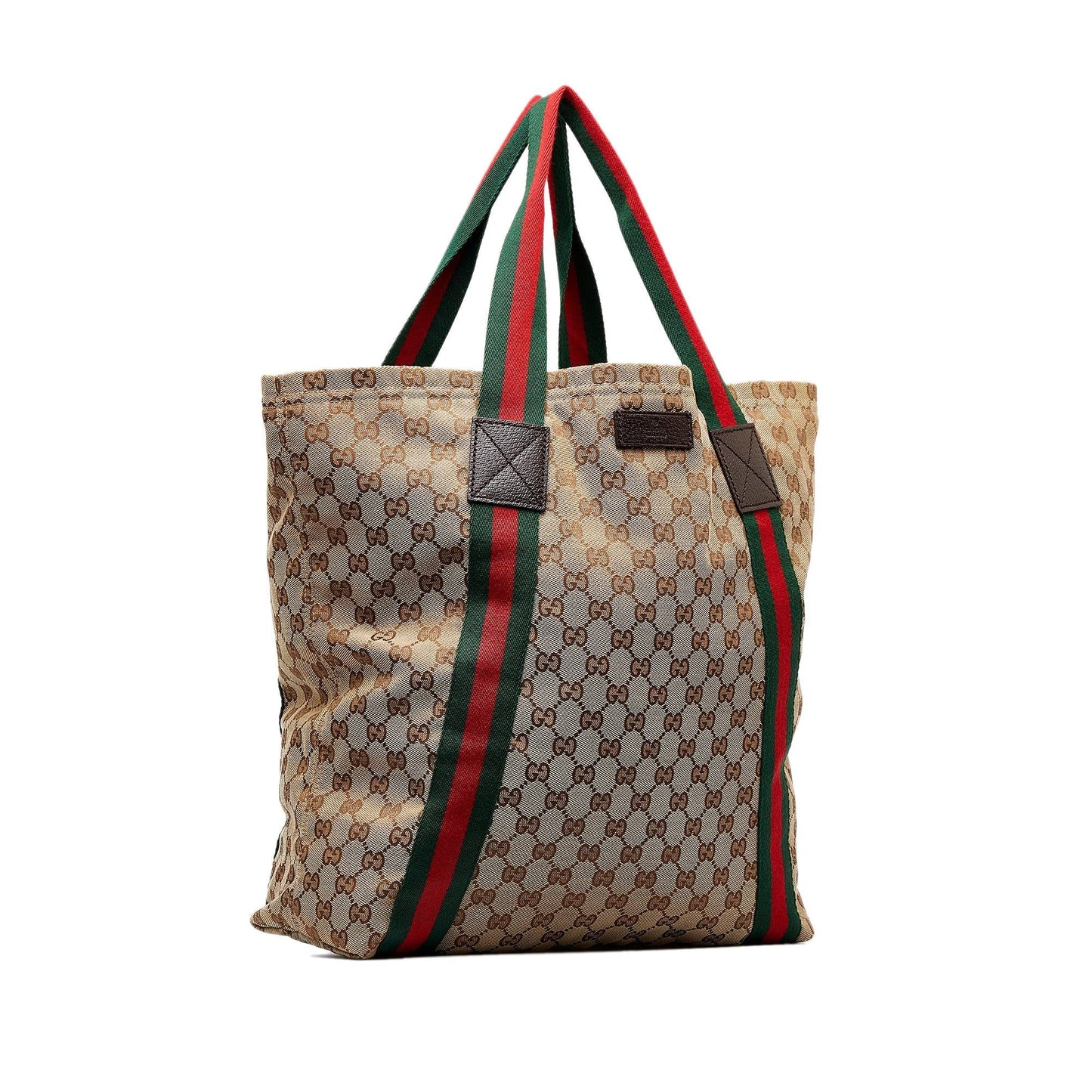 Gucci GG Web SHG-eVHpYS Canvas Brown Tote Bag