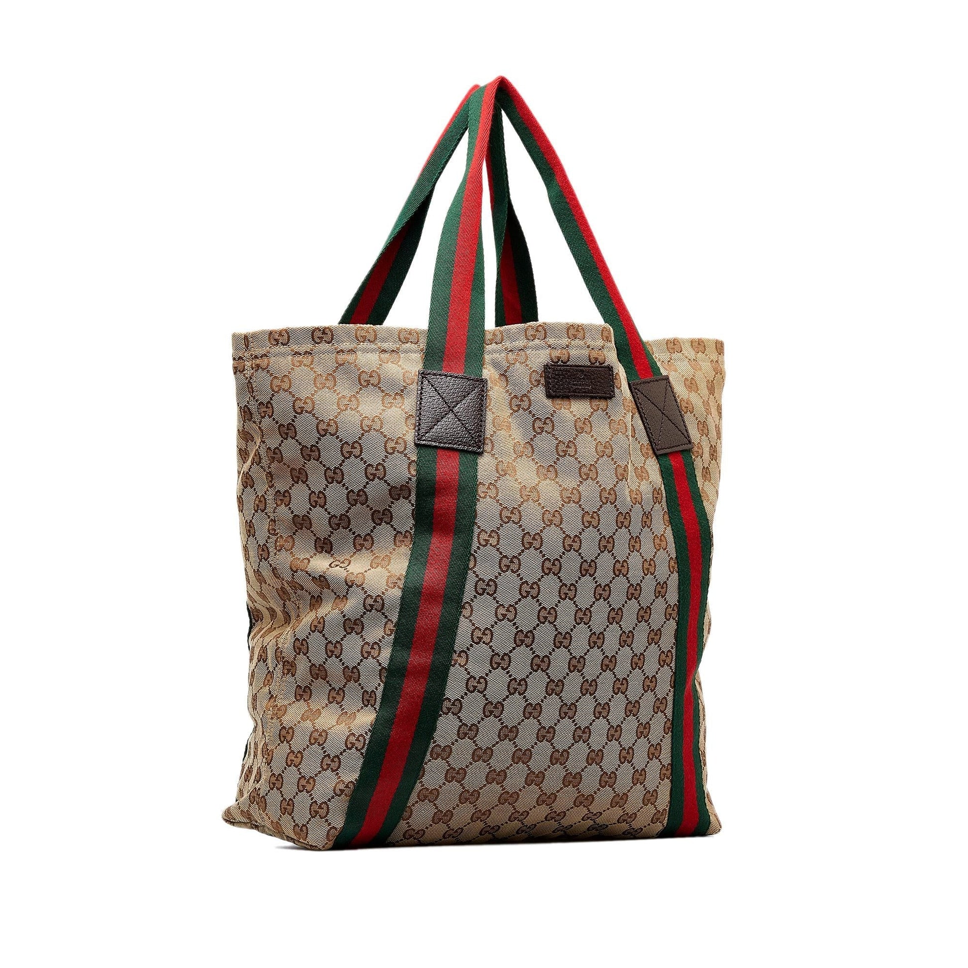 Gucci GG Web SHG-eVHpYS Canvas Brown Tote Bag