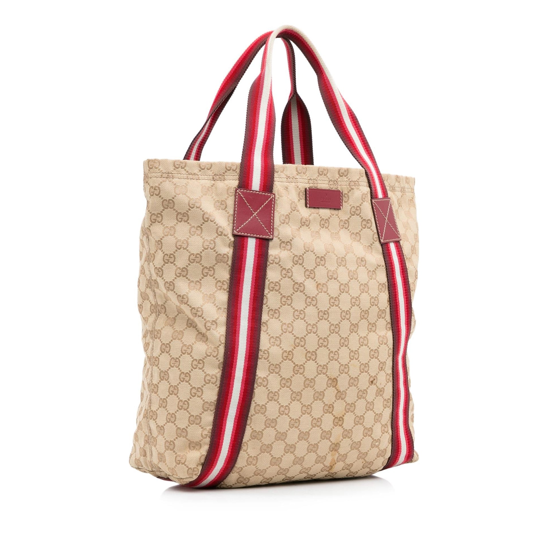Gucci GG Web SHG-qjvPi7 Canvas Brown Tote Bag