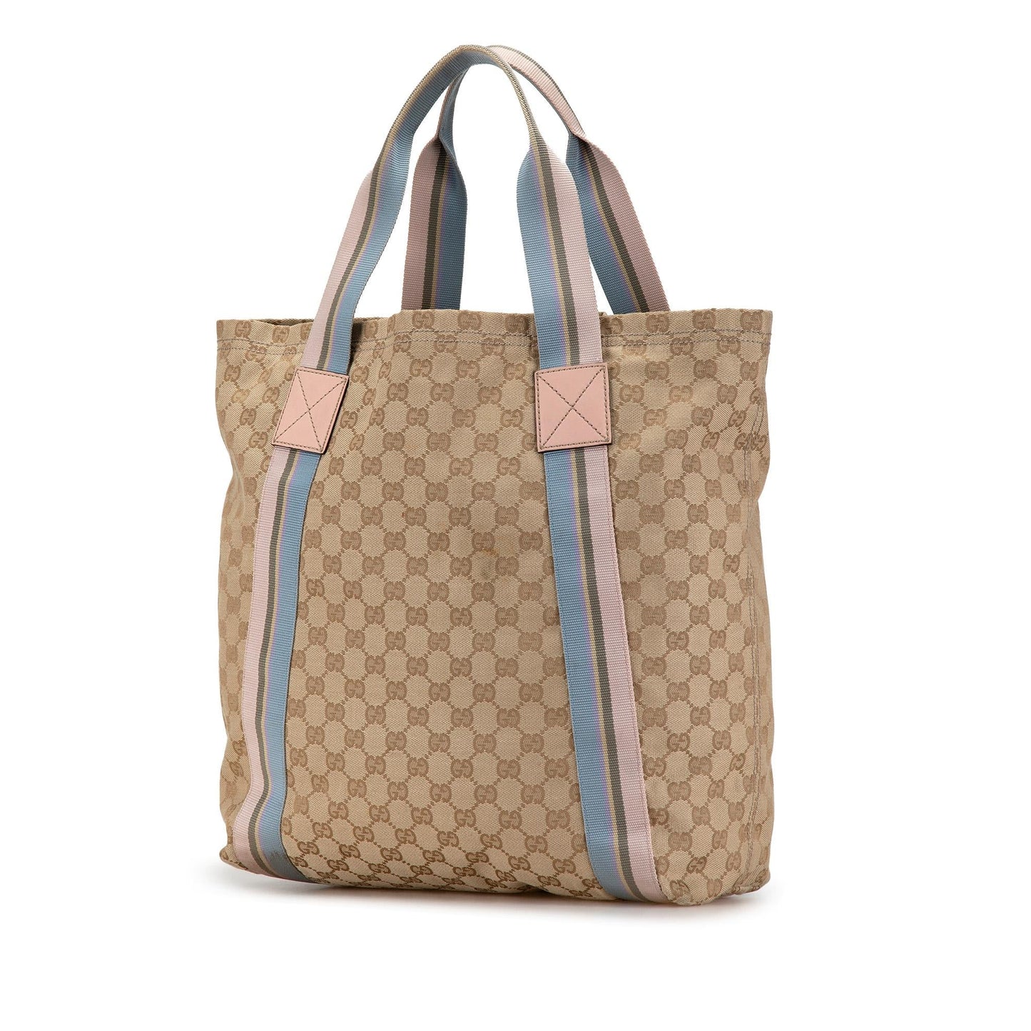 Gucci GG Web Canvas Brown Tote Bag Shg Uqdfhj