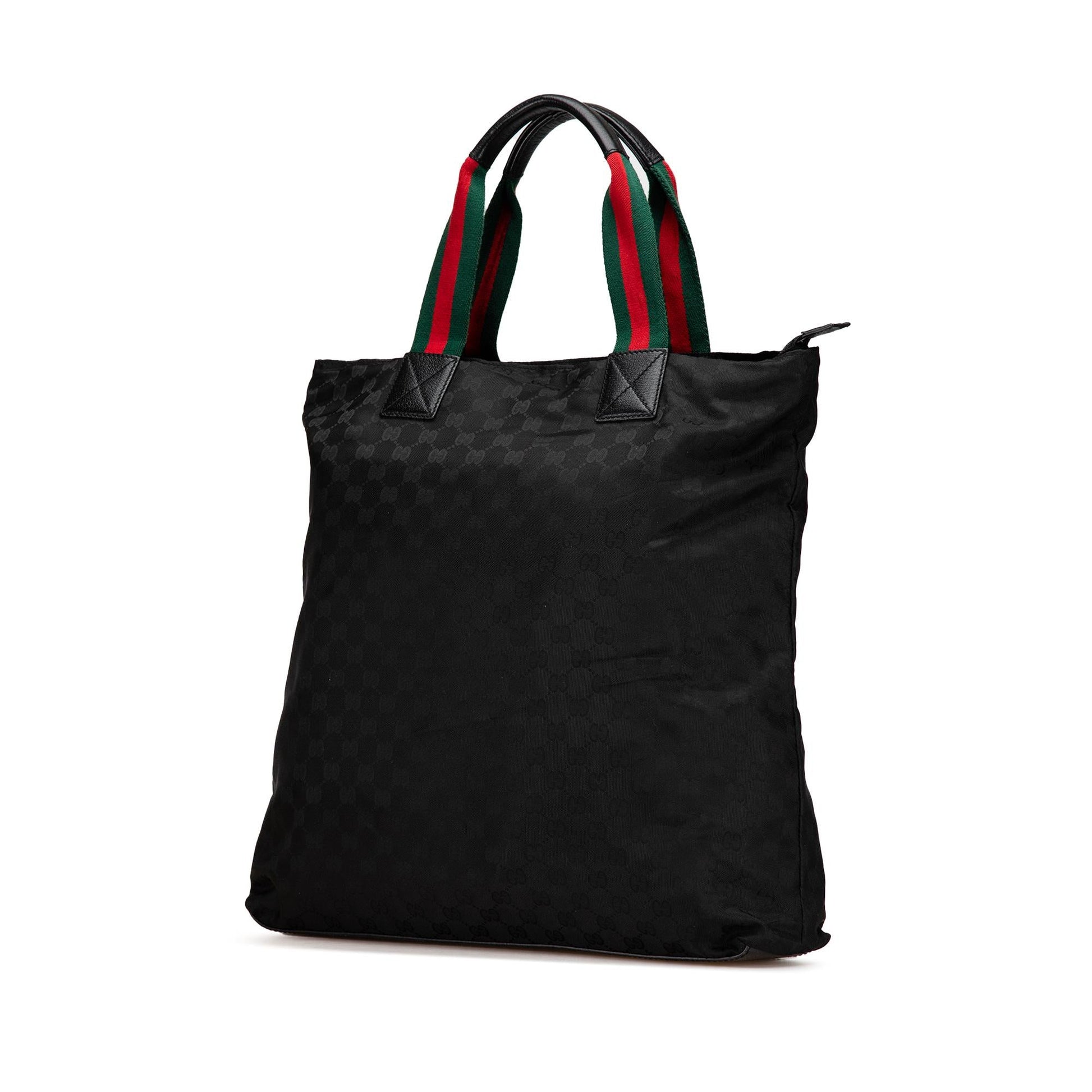 Gucci GG Web SHG-Bre2Uc Canvas Nylon Black Tote Bag