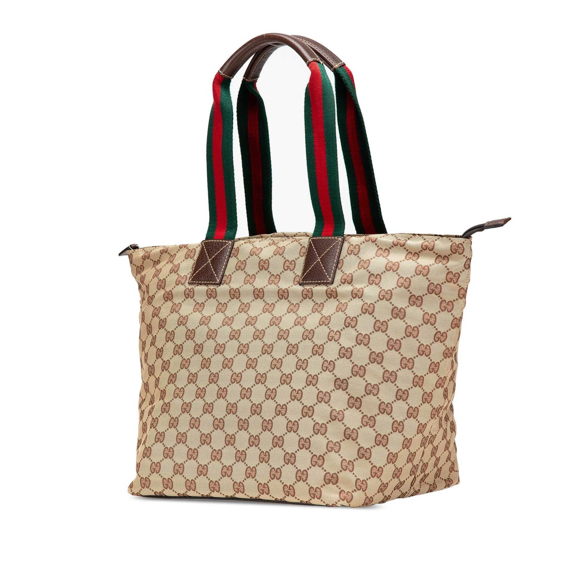 Gucci GG Web Canvas Brown Tote Bag Web Tote
