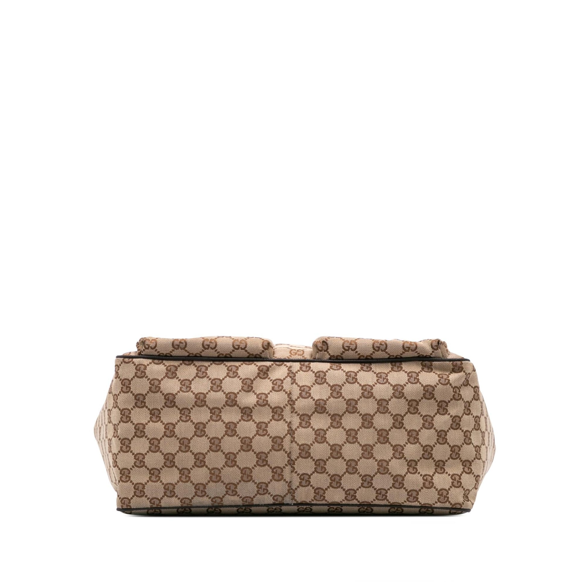 Gucci GG Web Canvas Calf Brown Tote Bag Tote 1