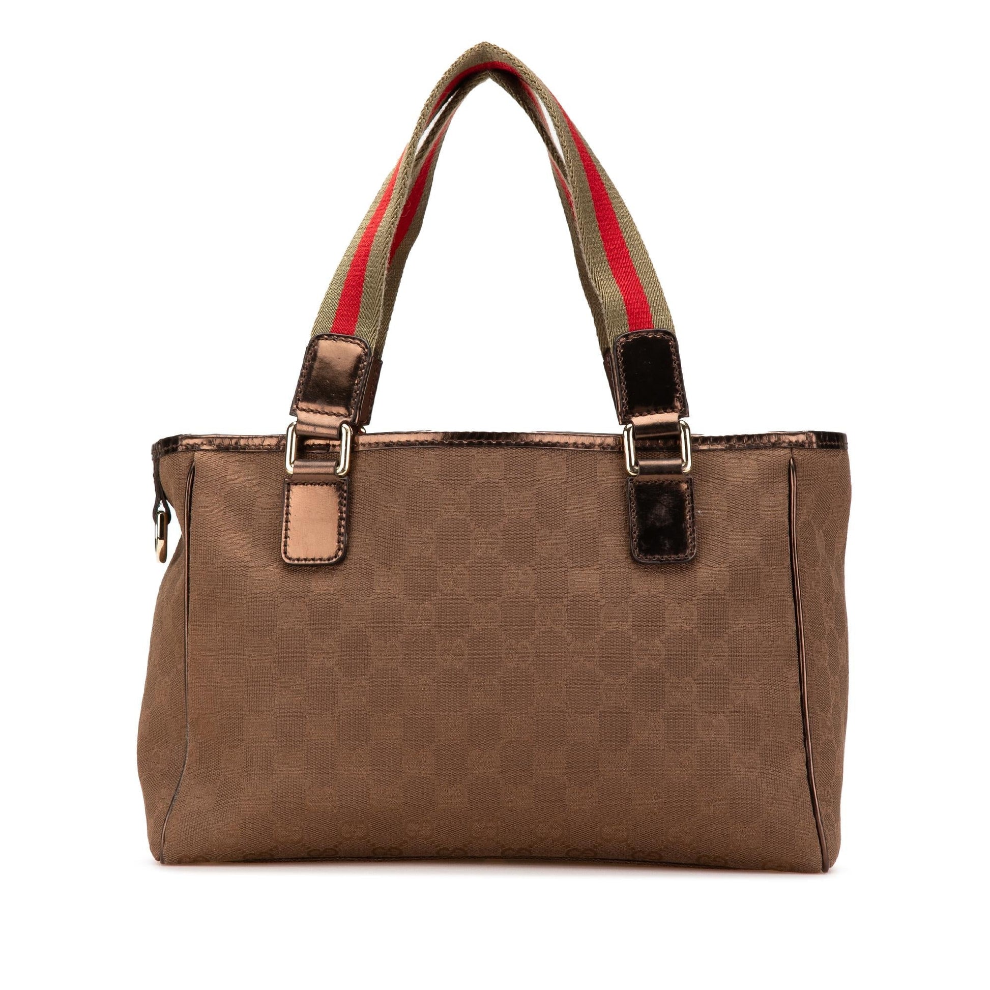 Gucci GG Web Canvas Brown Tote Bag Tote 2