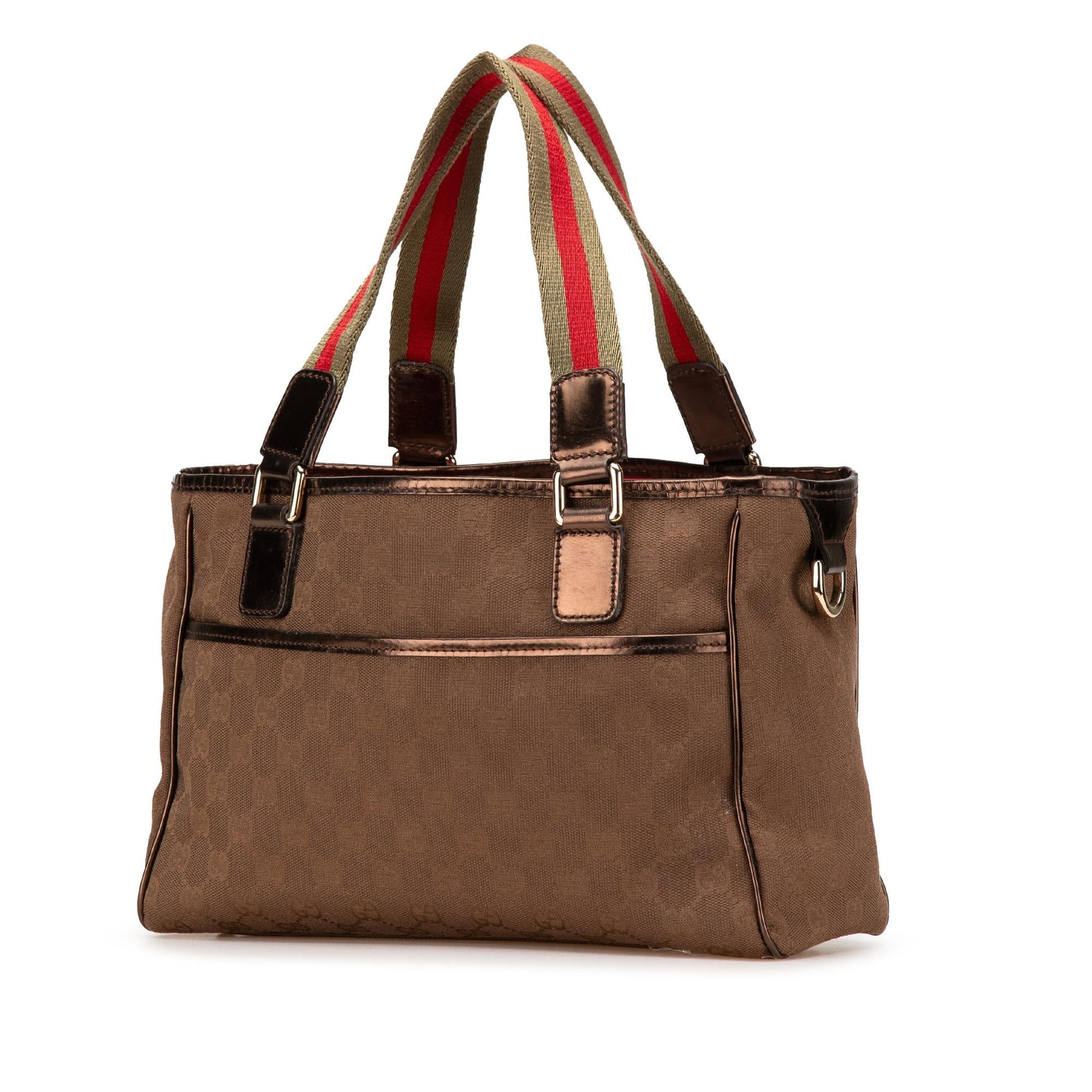 Gucci GG Web Canvas Brown Tote Bag Tote 2