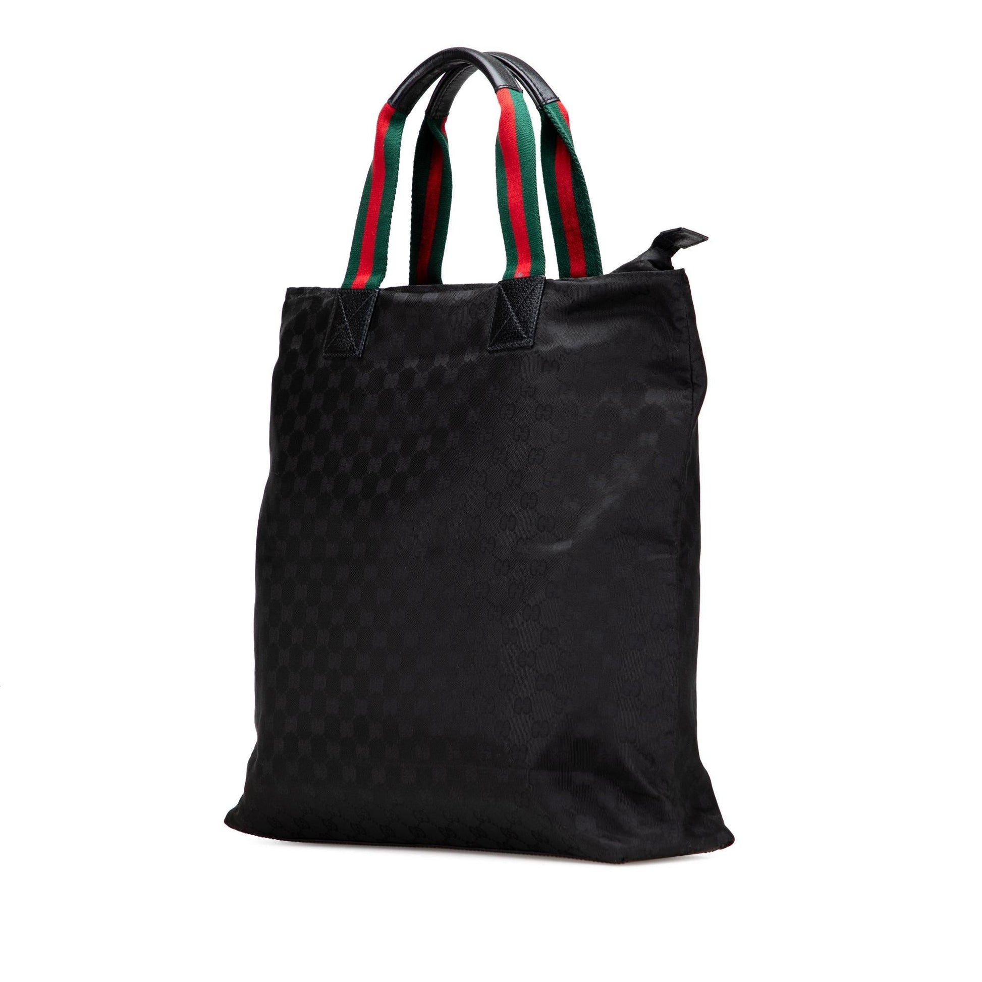 Gucci GG Web Canvas Black Tote Bag Tote 11