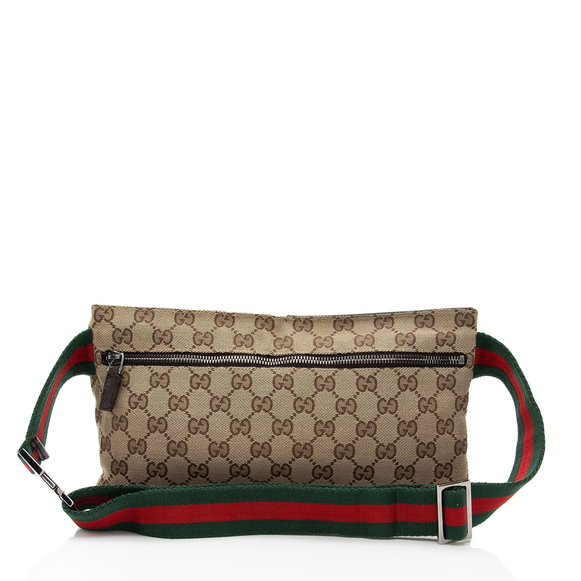 Gucci GG Web Belt SHF-awgWqk Leather Canvas Nylon Brown Accessory