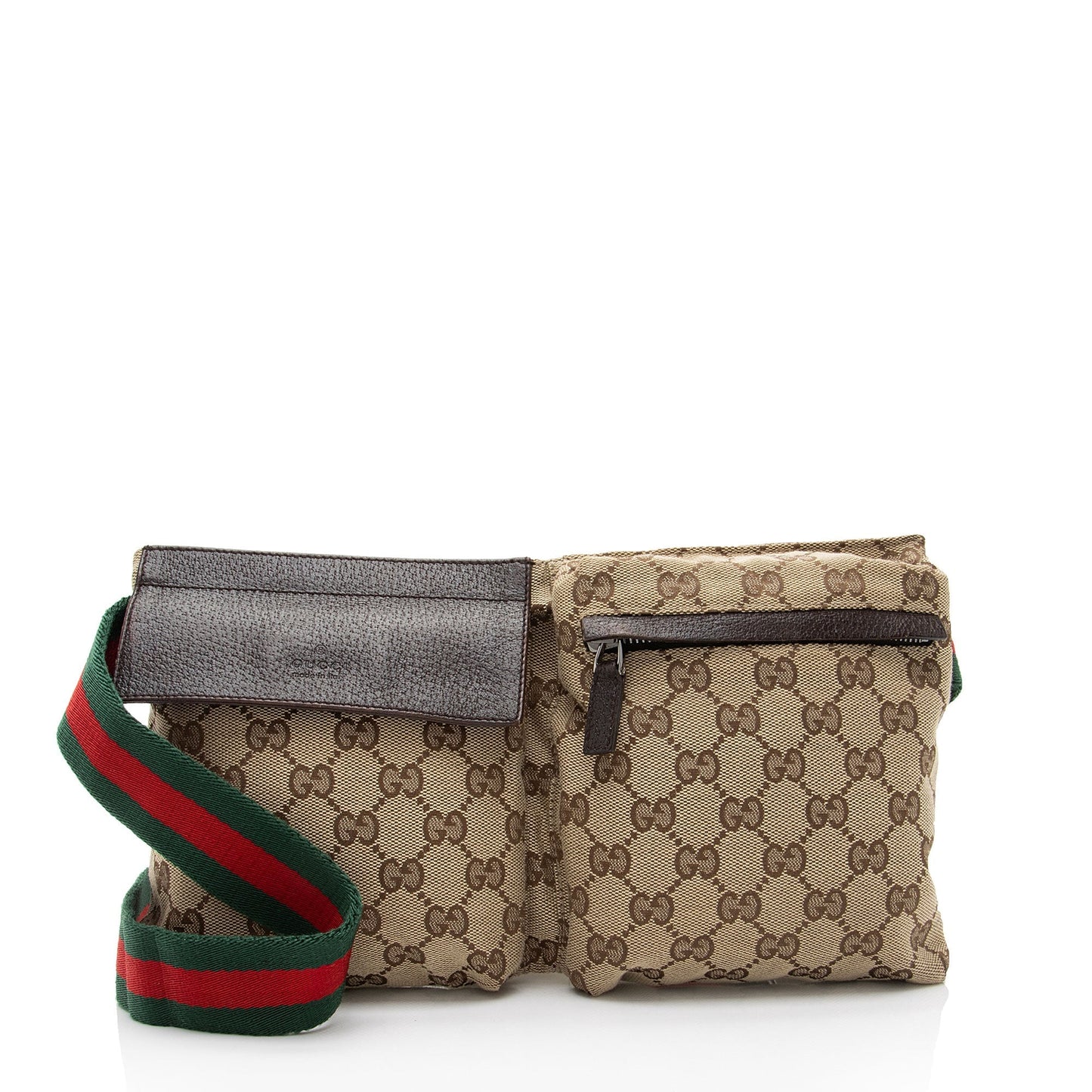 Gucci GG Web Belt SHF-awgWqk Leather Canvas Nylon Brown Accessory