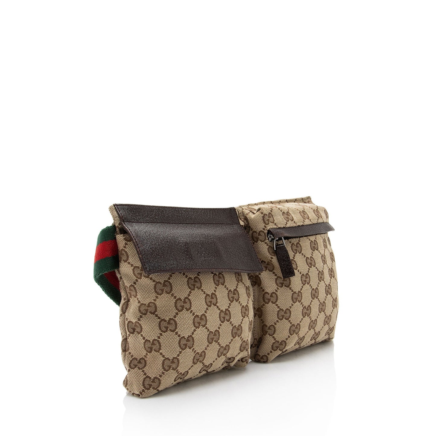 Gucci GG Web Belt SHF-awgWqk Leather Canvas Nylon Brown Accessory