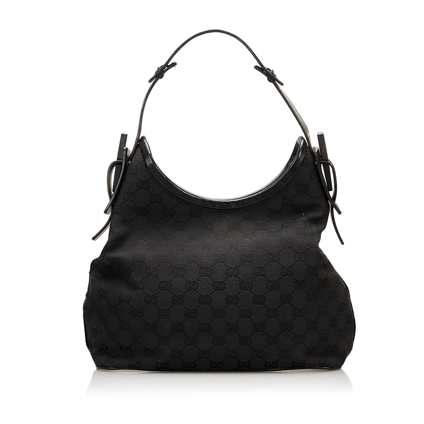 Gucci GG Wooden Accent SHG Canvas Black Shoulder Bag