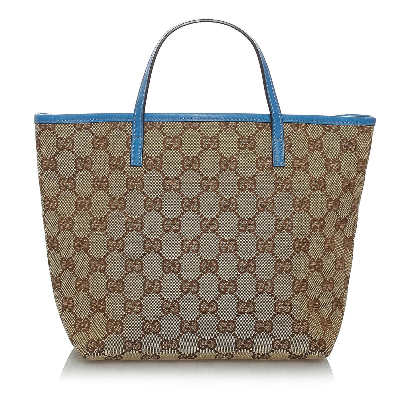 Gucci GG Zoo SHG Canvas Calf Brown Blue Tote Bag