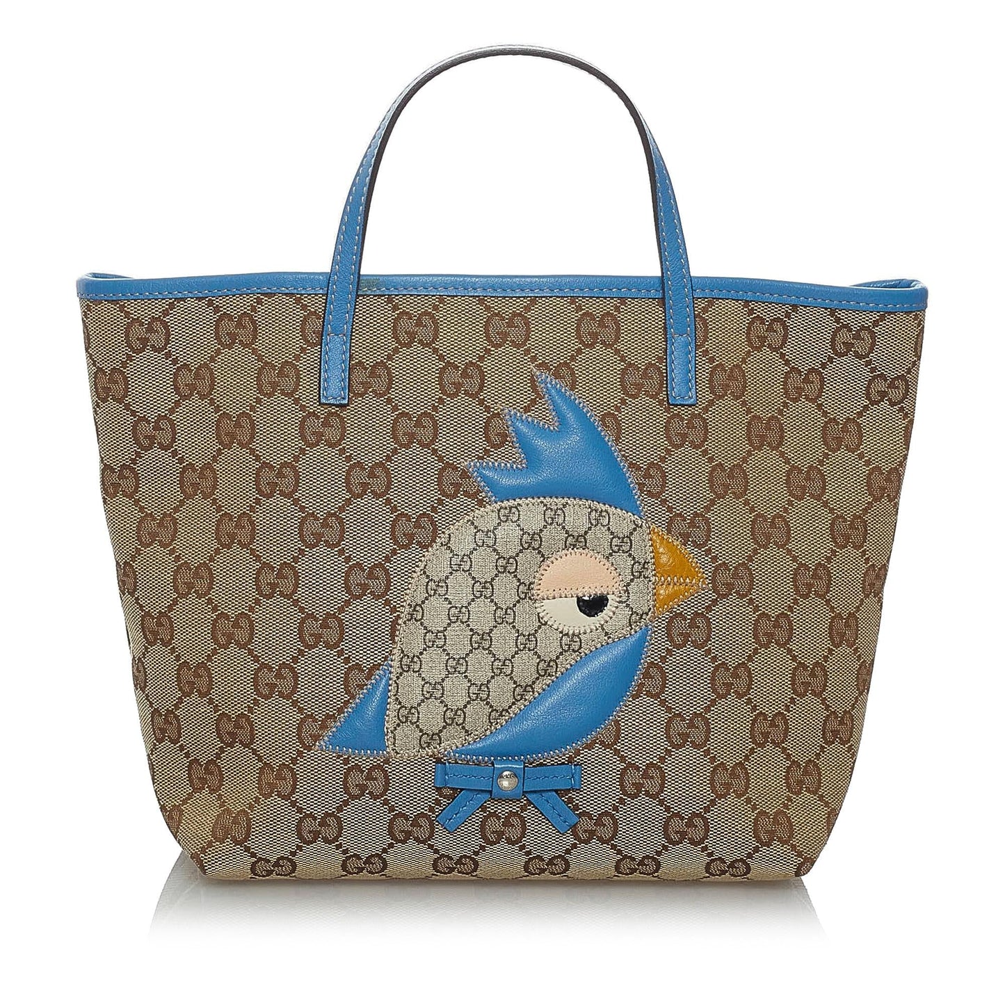 Gucci GG Zoo SHG Canvas Calf Brown Blue Tote Bag
