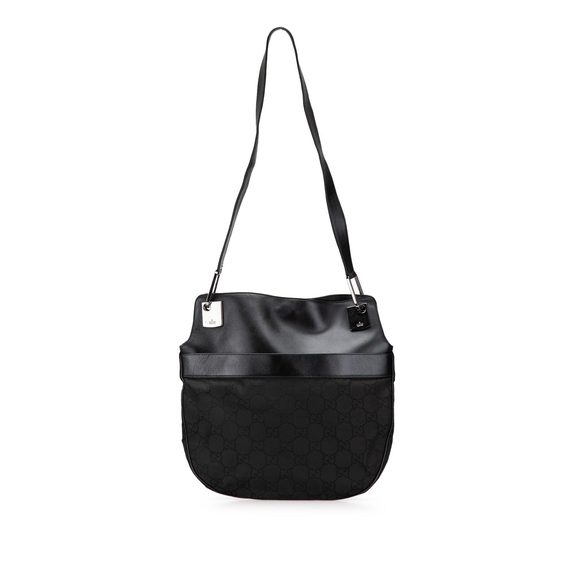 Gucci GG Leather Canvas Calf Black Shoulder Bag