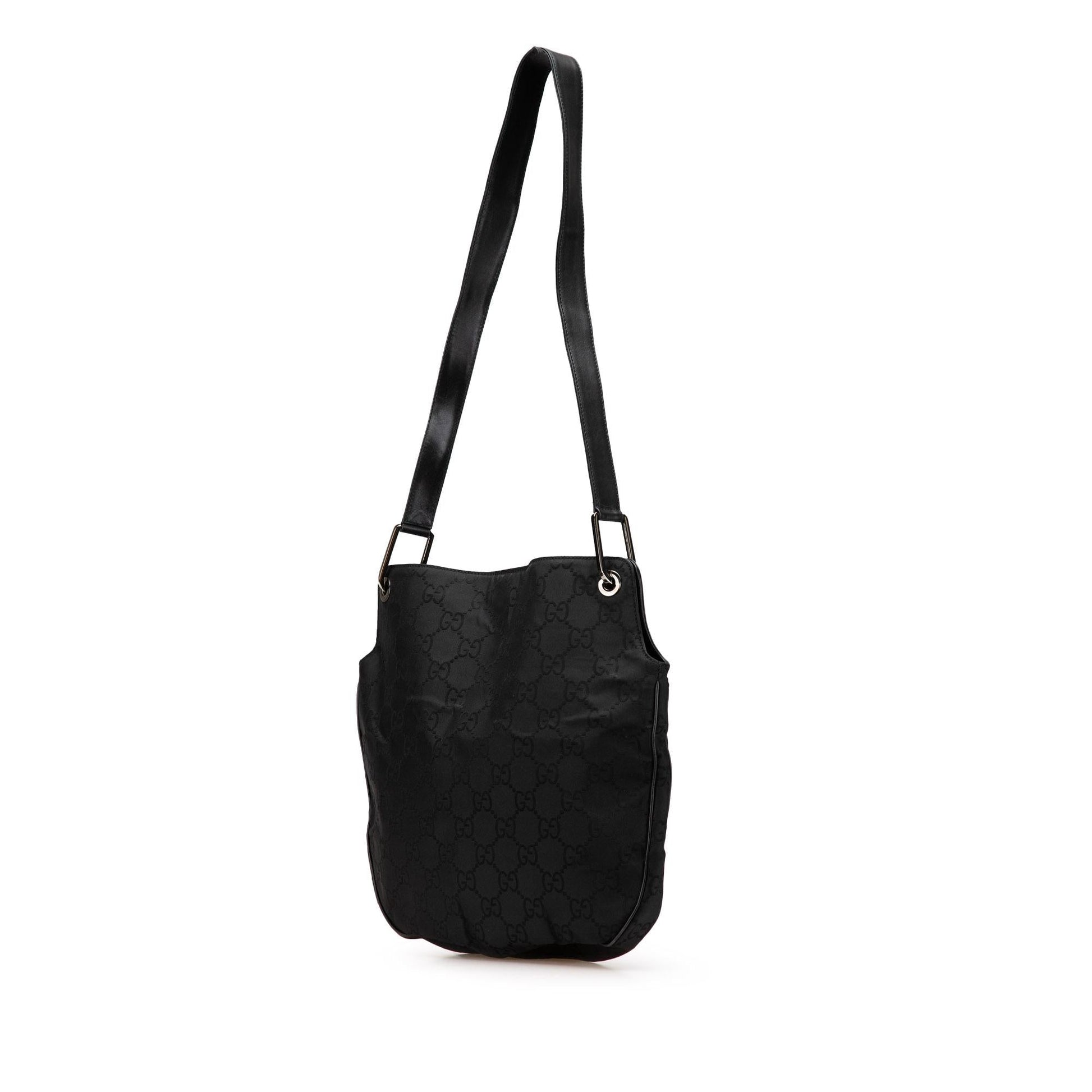Gucci GG Leather Canvas Calf Black Shoulder Bag