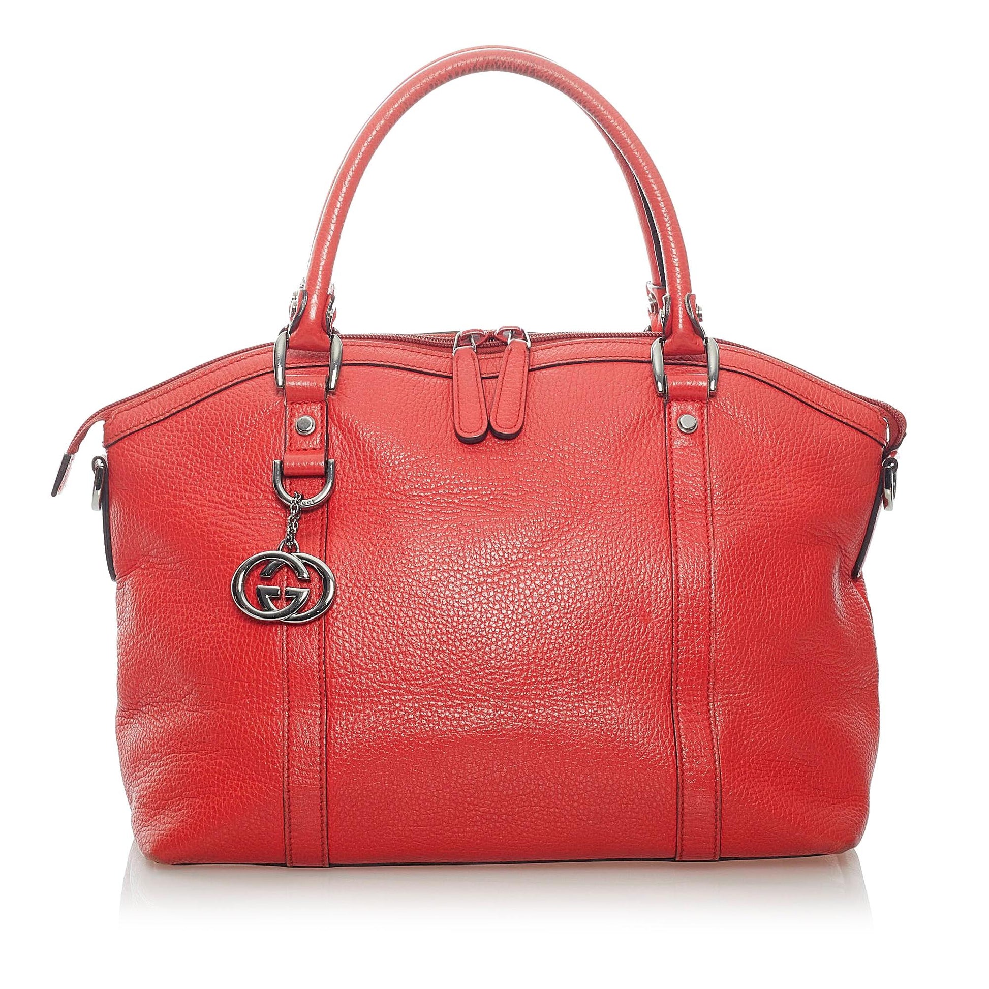 Gucci GG Charm Dome SHG Leather Calf Red Satchel Bag