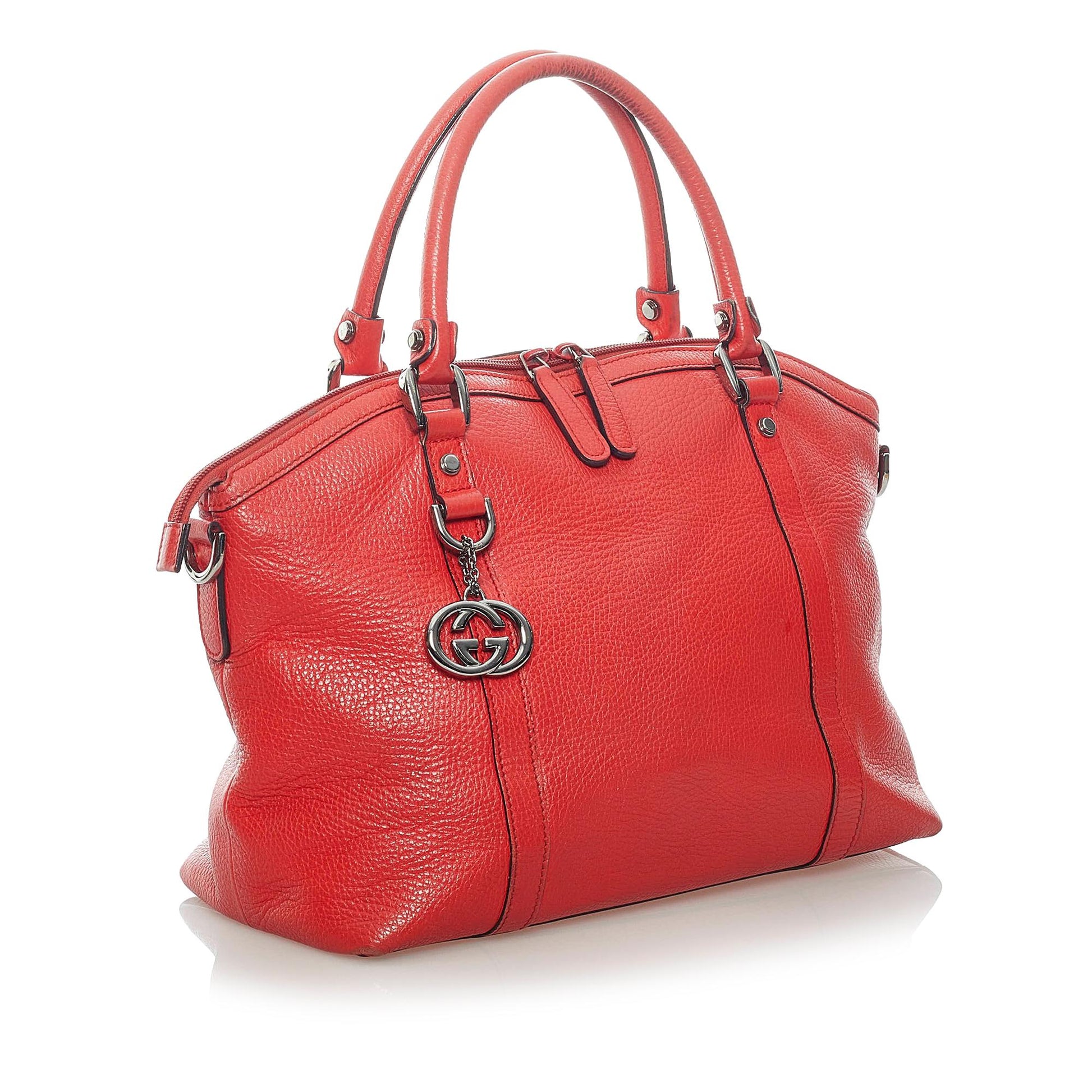 Gucci GG Charm Dome SHG-mm3N7y Leather Calf Red Satchel Bag
