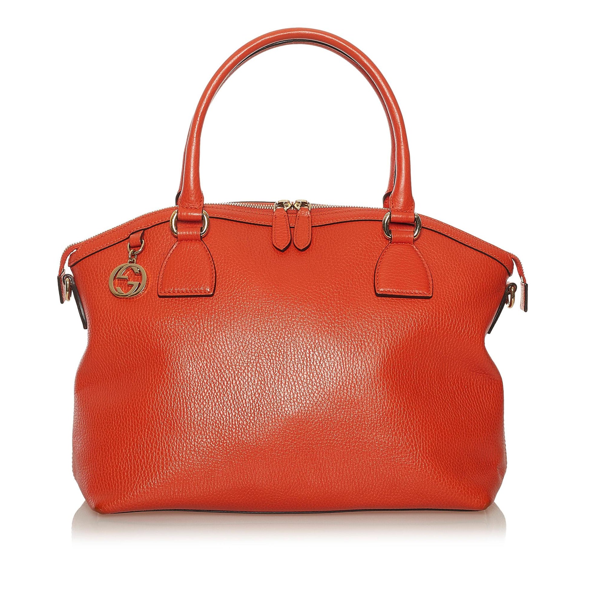 Gucci GG Charm Dome SHG Leather Orange Satchel Bag
