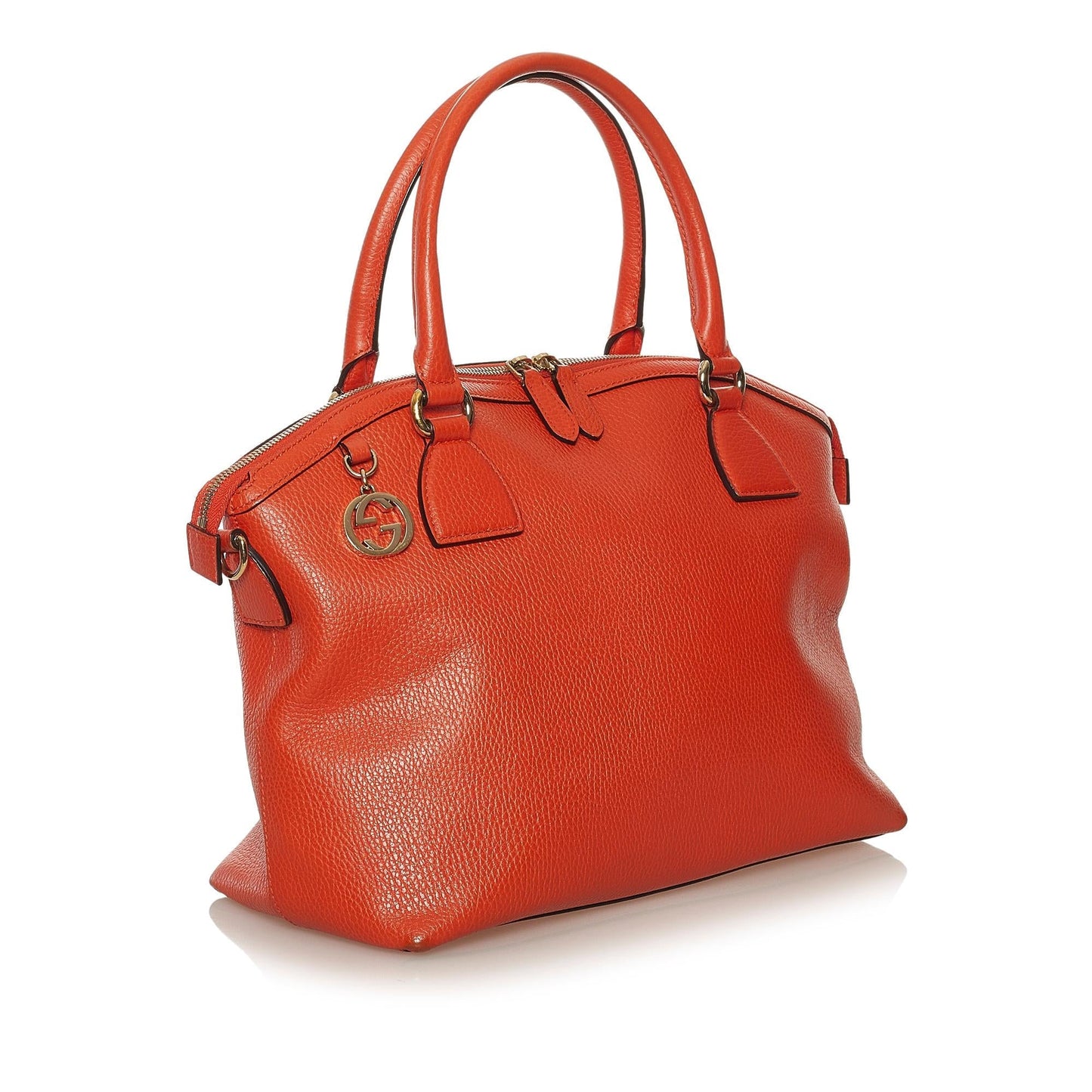 Gucci GG Charm Dome SHG Leather Orange Satchel Bag