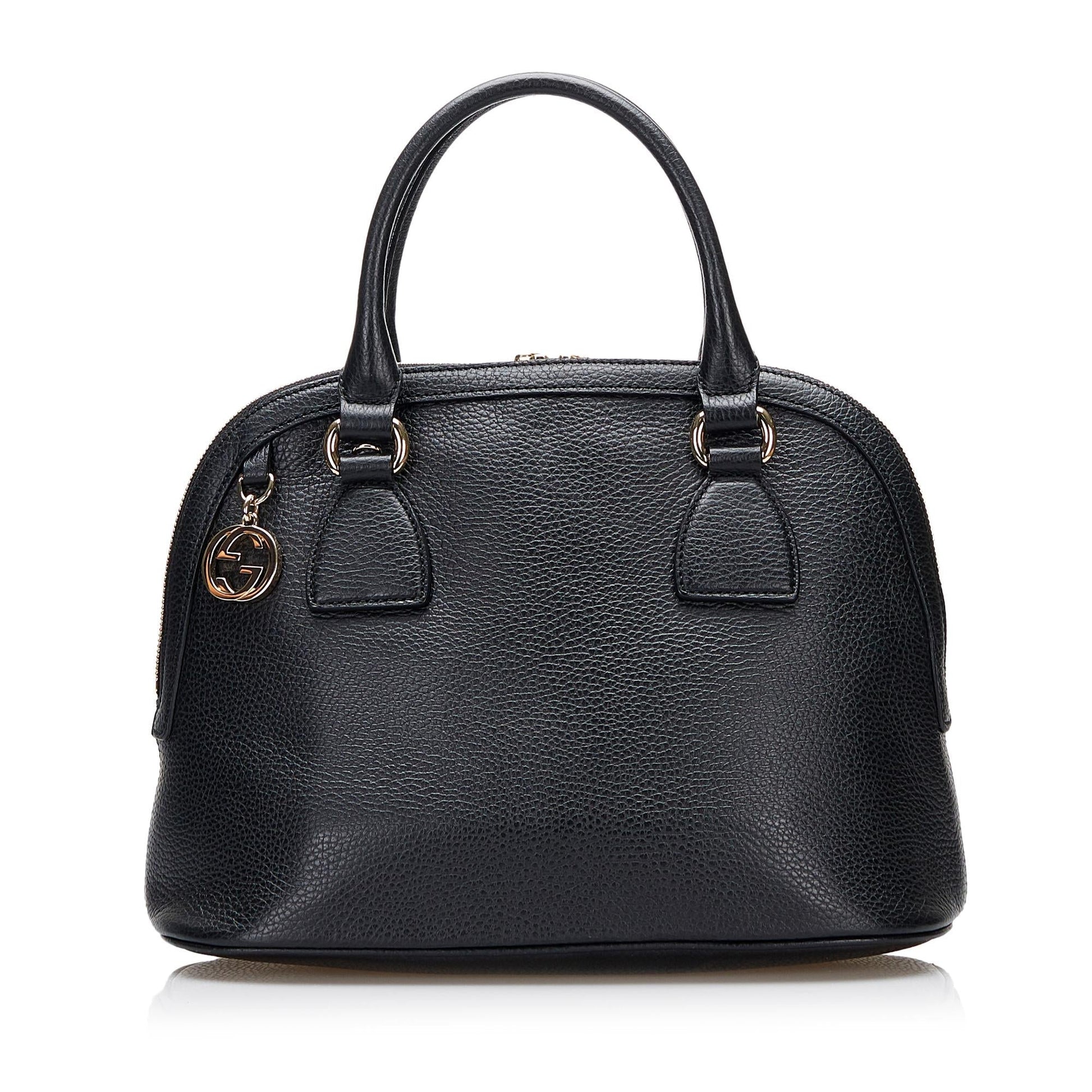Gucci GG Charm Dome SHG-MjrXc4 Calf Black Satchel Bag