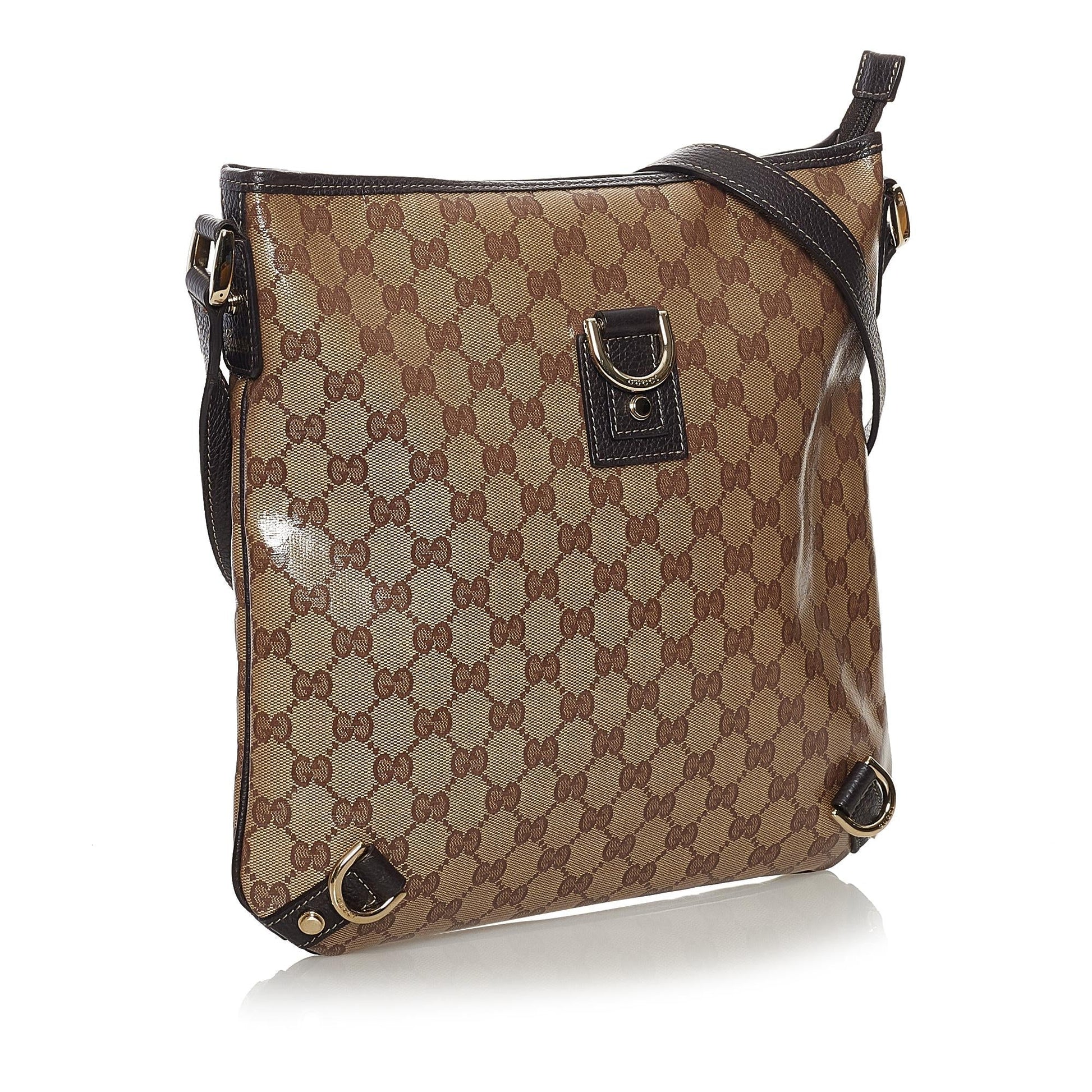 Gucci GG Crystal Abbey SHG Canvas Brown Crossbody Bag