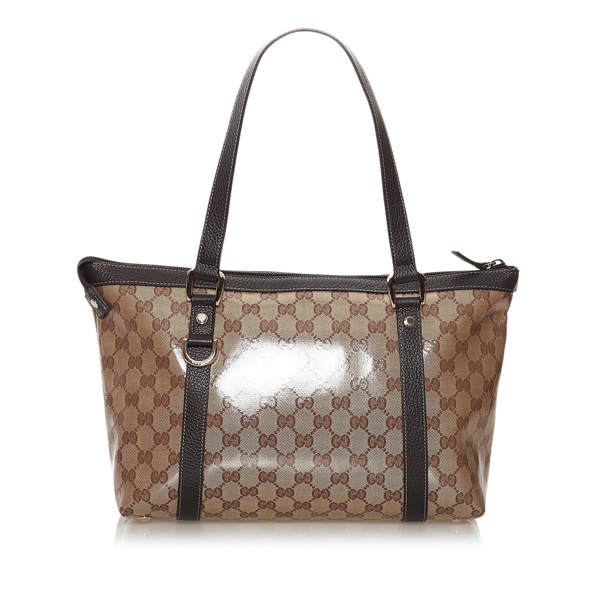 Gucci GG Crystal Abbey SHG Brown Satchel Bag