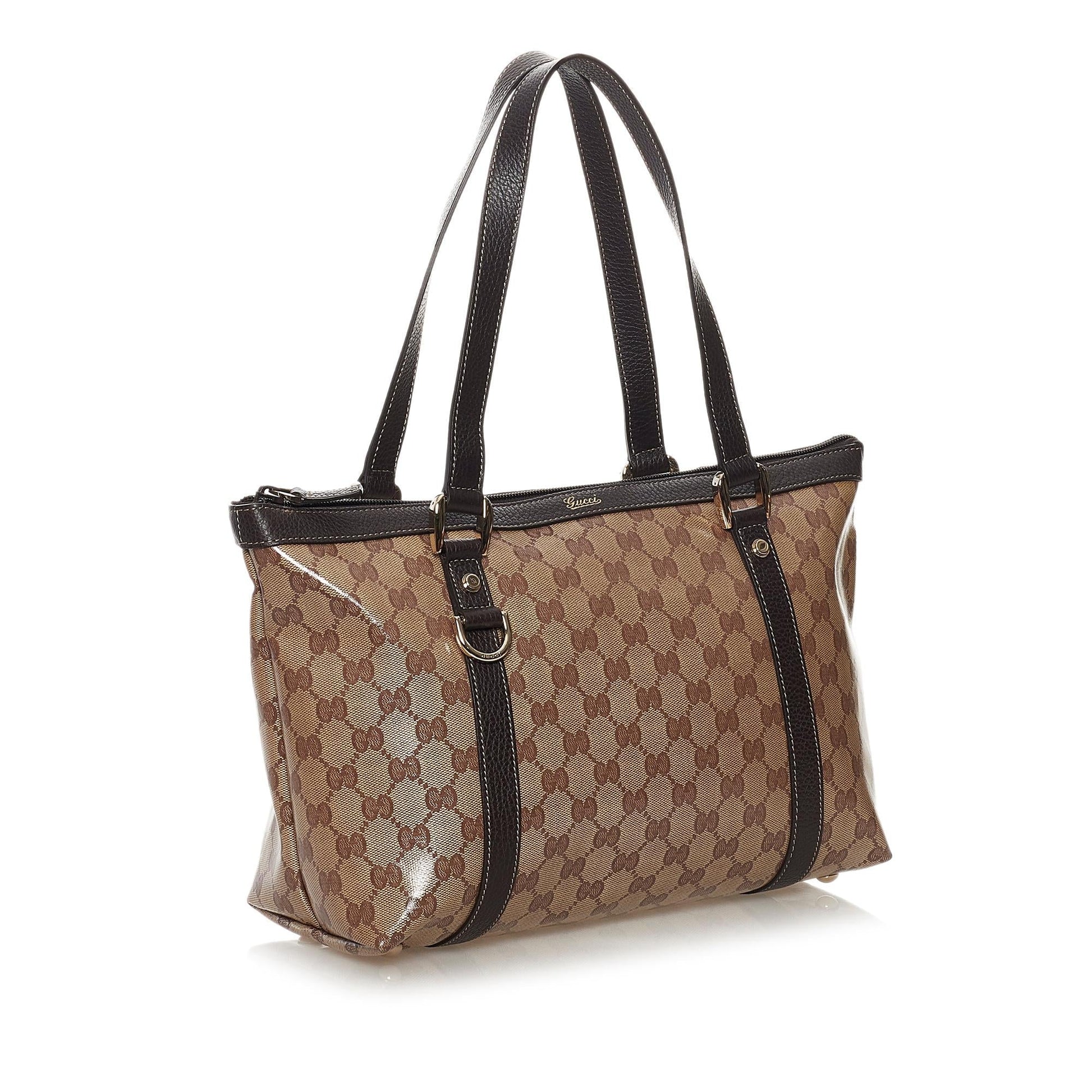 Gucci GG Crystal Abbey SHG Brown Satchel Bag