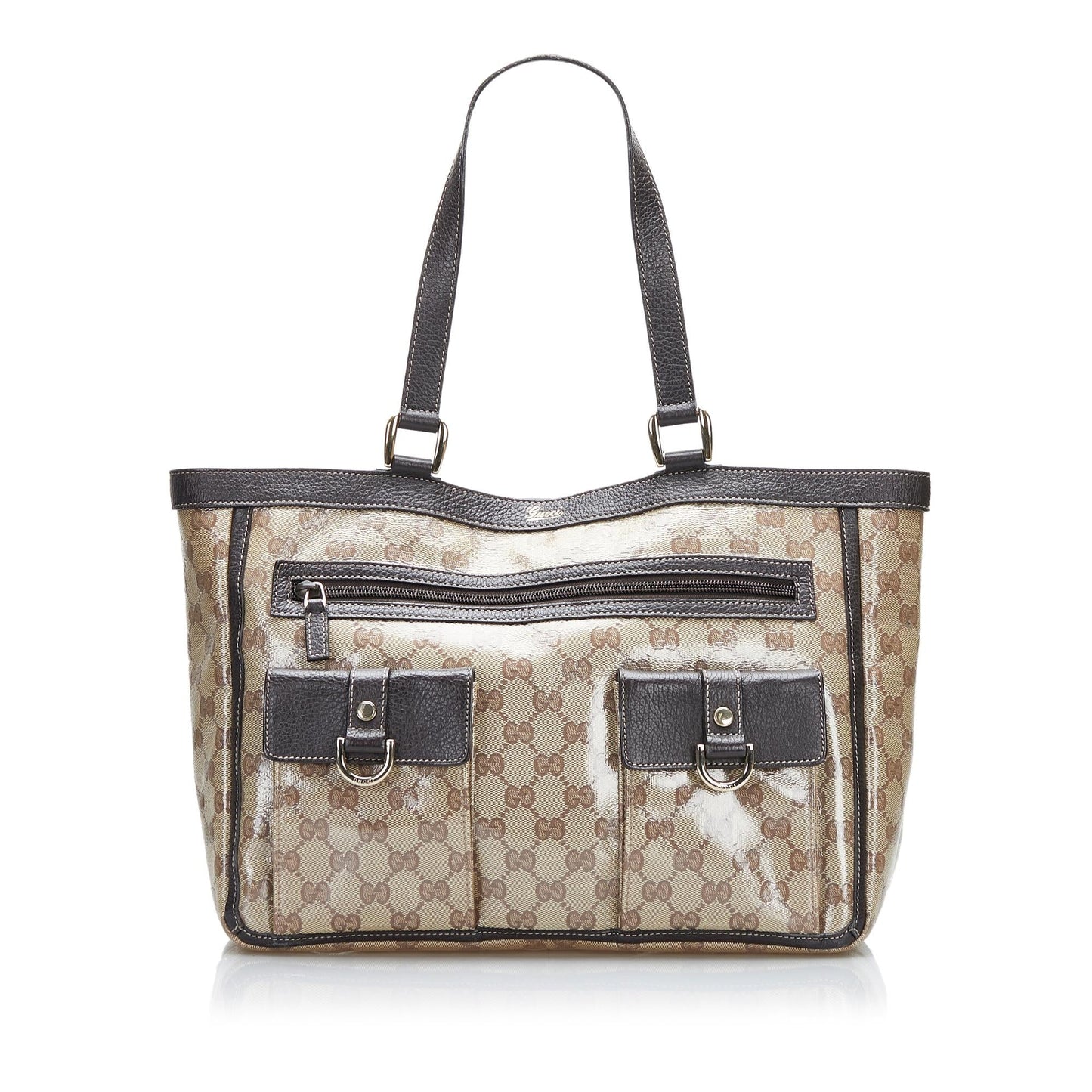 Gucci GG Crystal Abbey Pocket SHG-HEx0Bk Brown Tote Bag