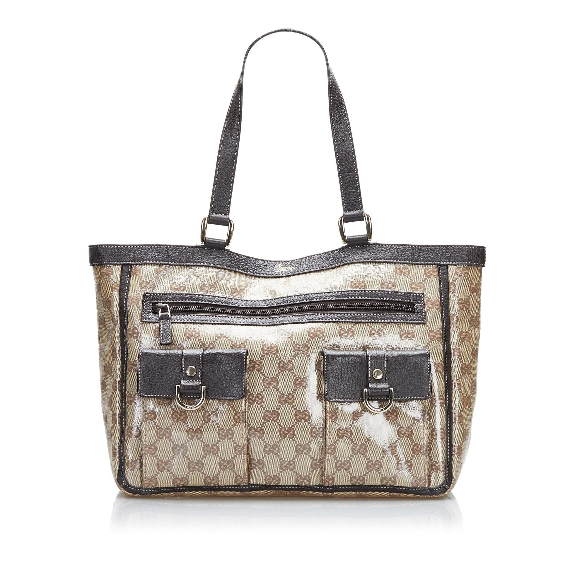 Gucci GG Crystal Abbey Pocket SHG-HEx0Bk Brown Tote Bag